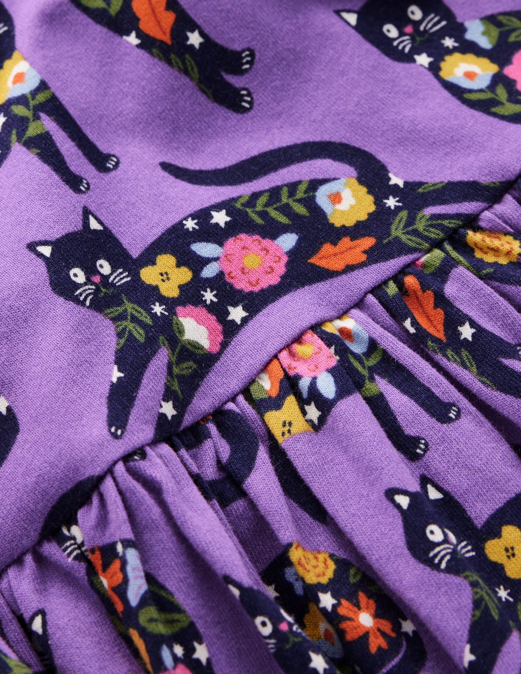 Heart Pocket Fun Jersey Dress-Purple Topaz Spooky Cats - Image 3