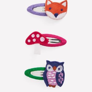 3-pack Hair Clips-Woodland Animals