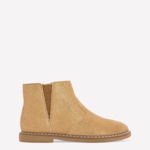 Suede Ankle Boots-Gold