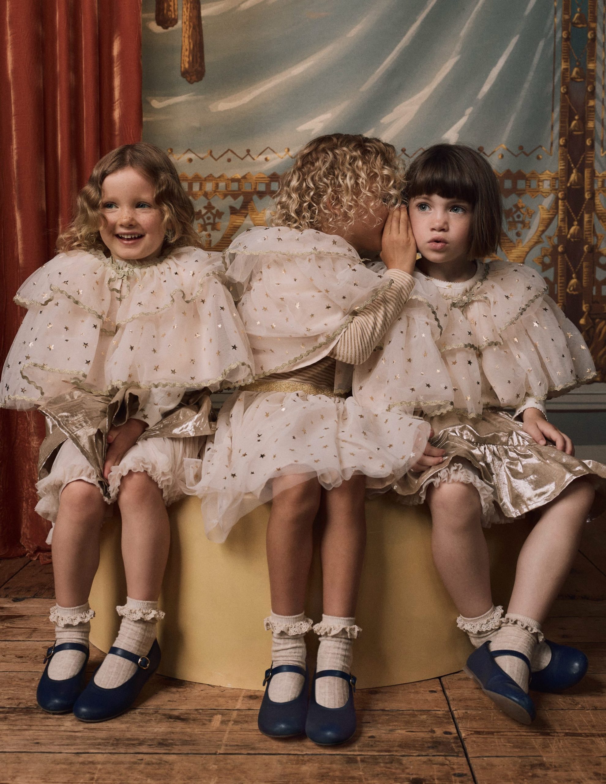 Tulle Cape-Soft Ivory/ Gold Confetti