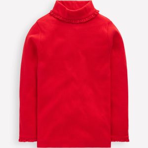 Ribbed Roll Neck Top-Poppy Red
