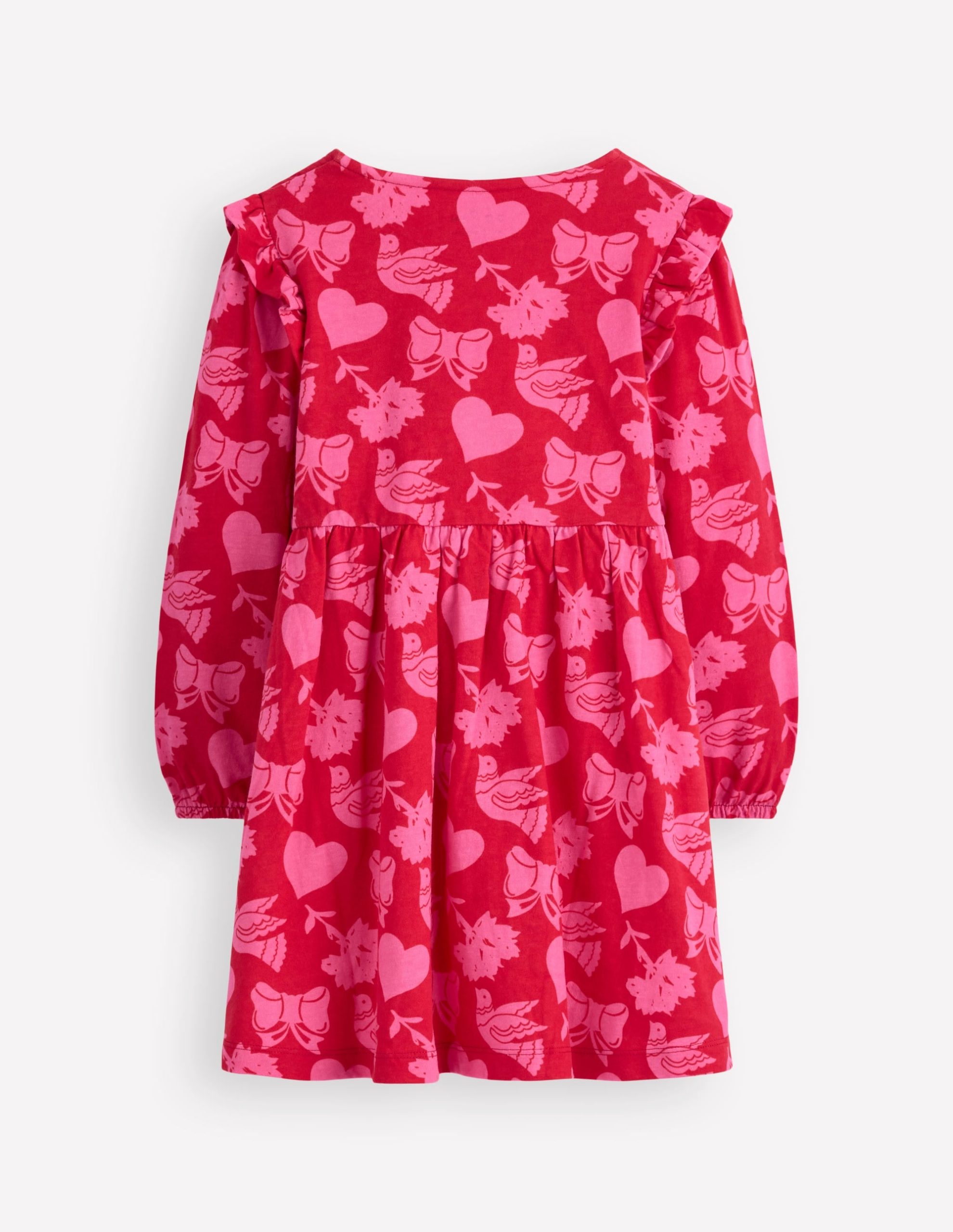 Posie Long Sleeve Jersey Dress-Rockabilly Red Festive Fun - Image 2