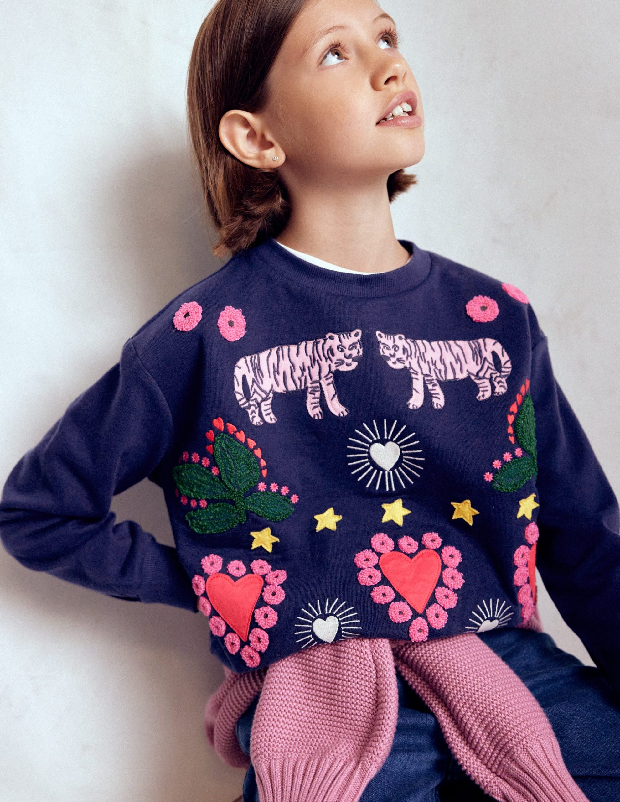 Bobbie Appliqué Sweatshirt-College Navy Tigers - Image 2