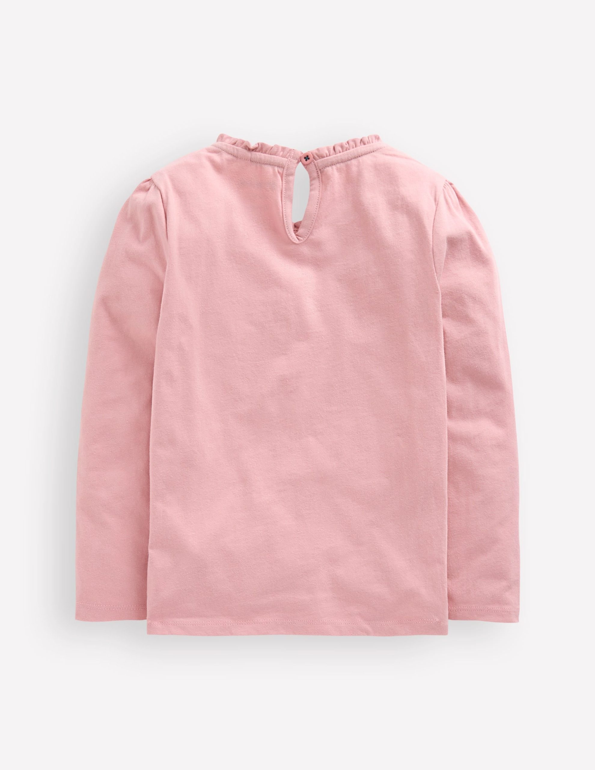 Frill Neck Appliqu?? T-shirt-Vintage Pink Unicorn - Image 2