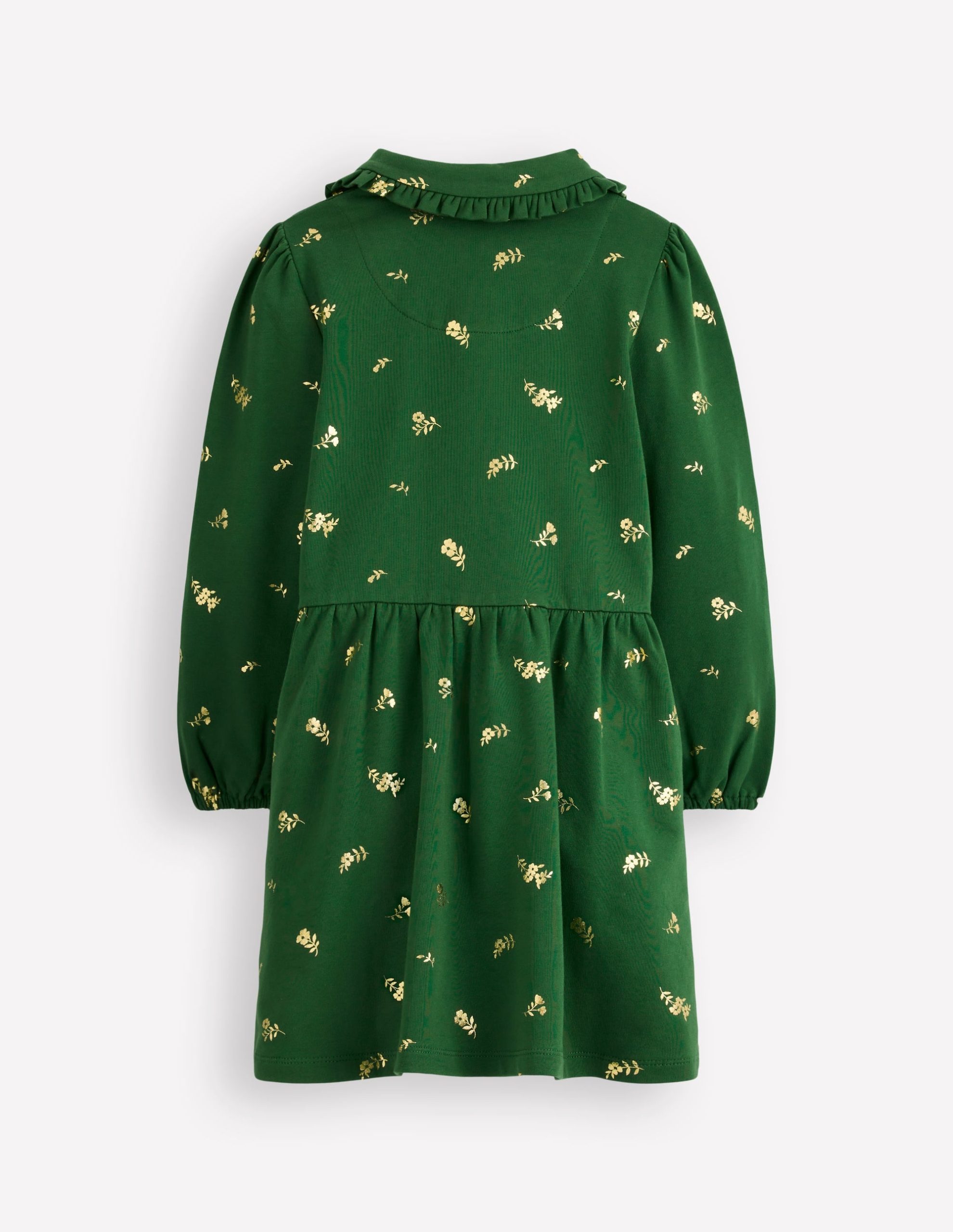 Cosy Jersey Shirt Dress-Green Foil Floral - Image 2