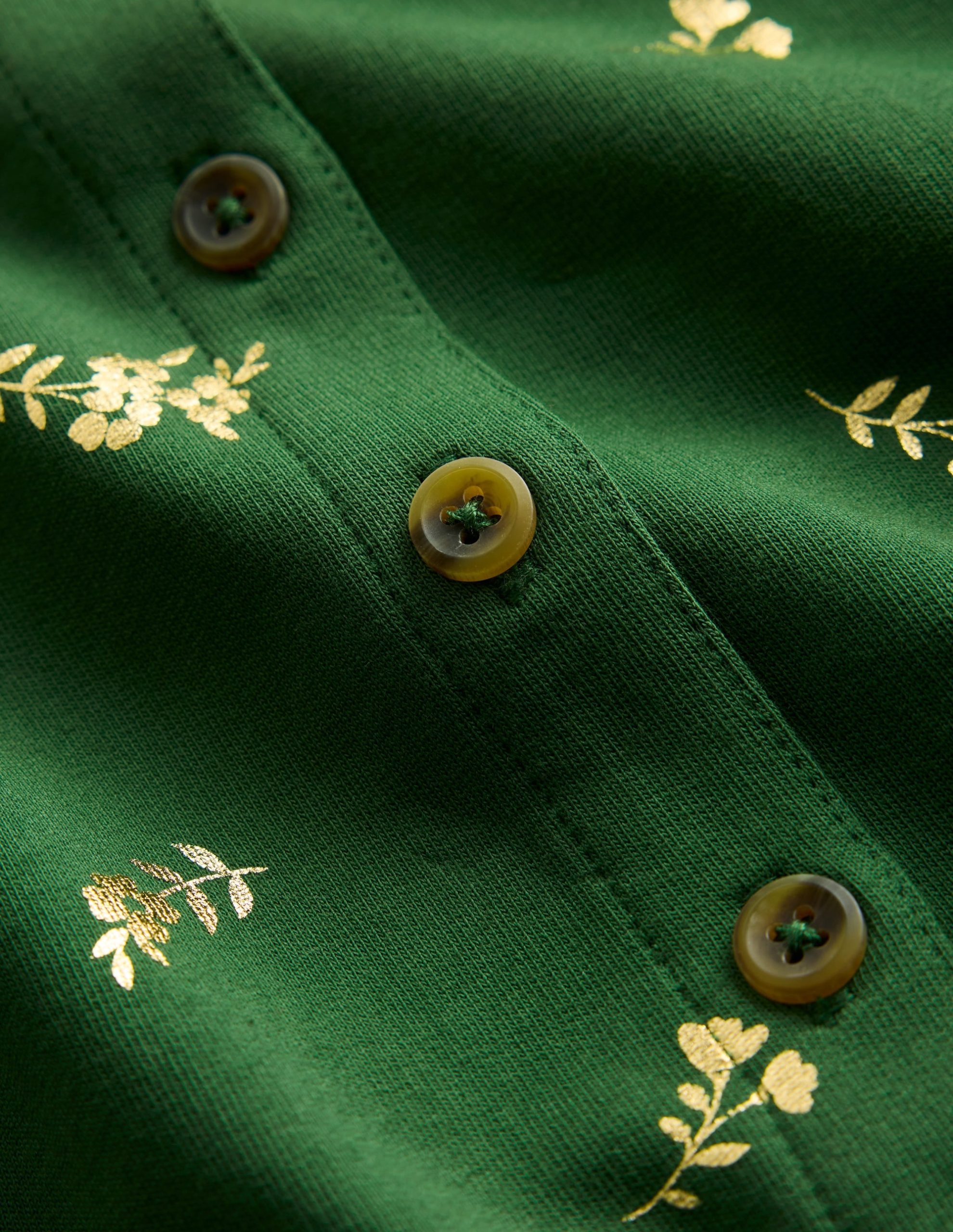 Cosy Jersey Shirt Dress-Green Foil Floral - Image 3