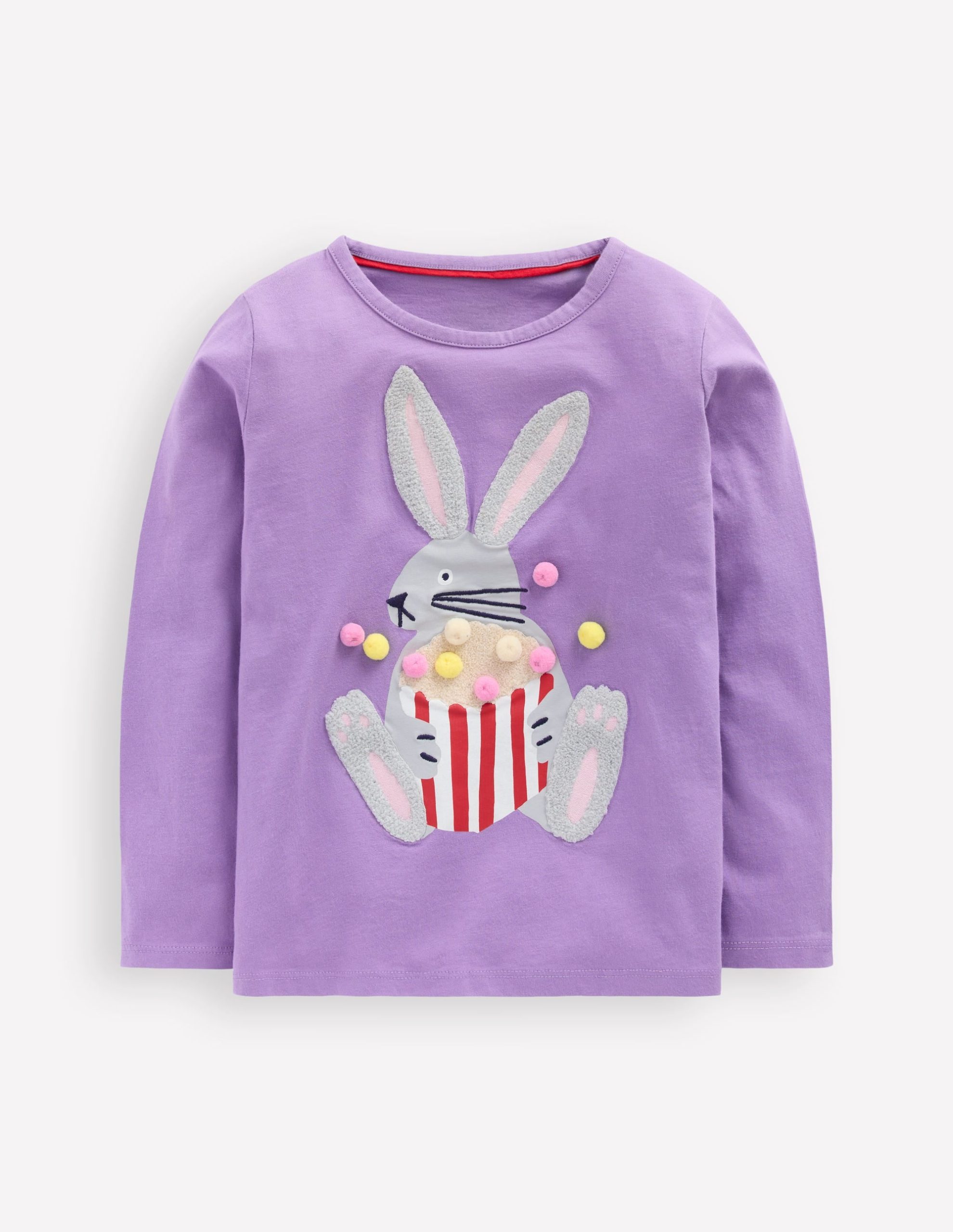 Long Sleeve Boucl?? T-shirt-Aster Purple Popcorn Bunny