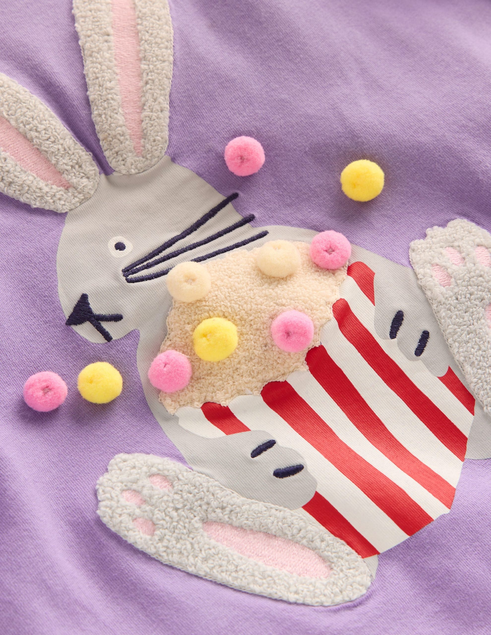 Long Sleeve Boucl?? T-shirt-Aster Purple Popcorn Bunny - Image 3