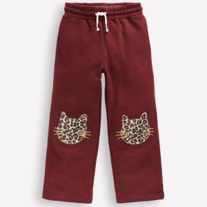 Bobbie Appliqu?? Joggers-Chestnut Cats
