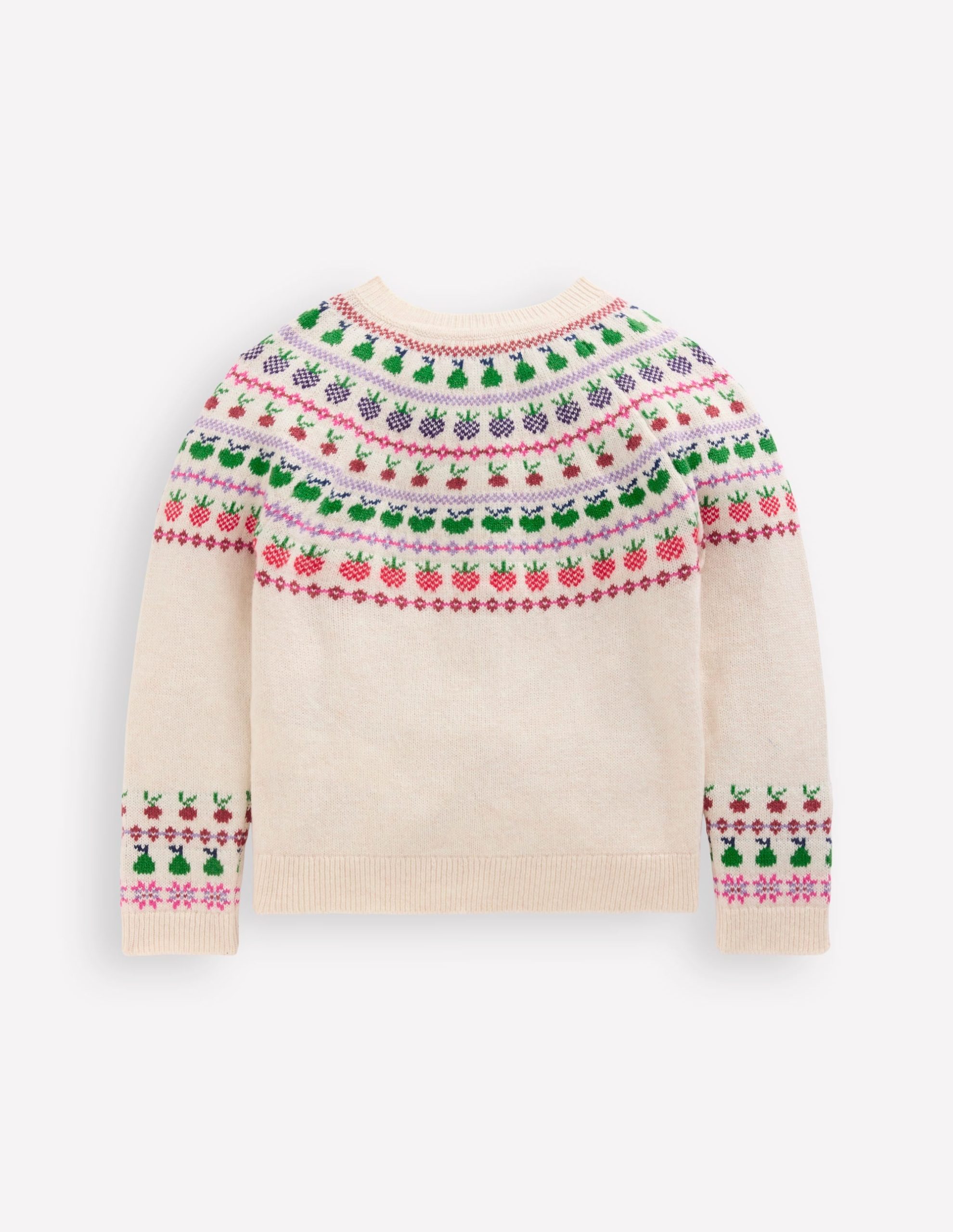 Edie Fair Isle Logo Cardigan-Ecru Marl Fruit - Image 3