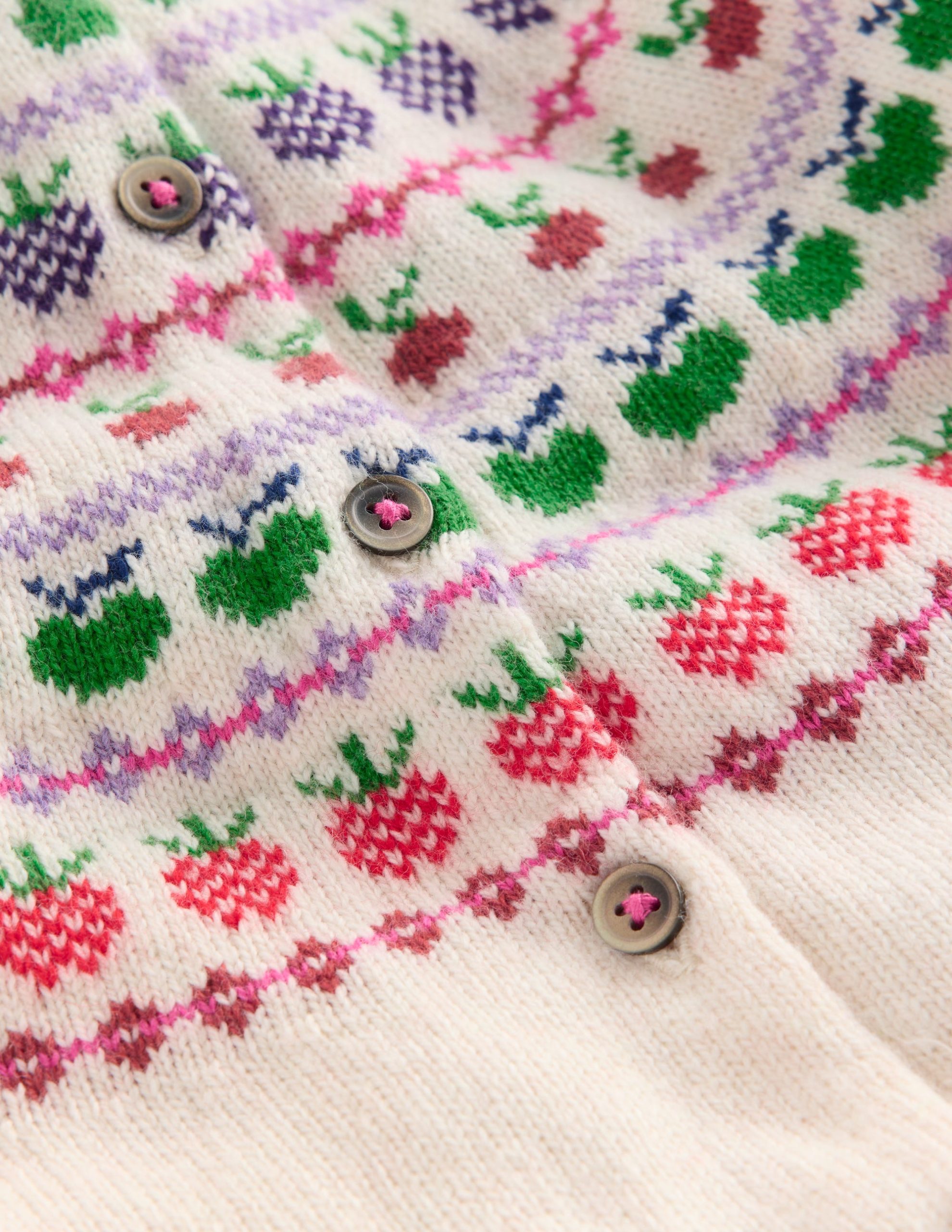 Edie Fair Isle Logo Cardigan-Ecru Marl Fruit - Image 4