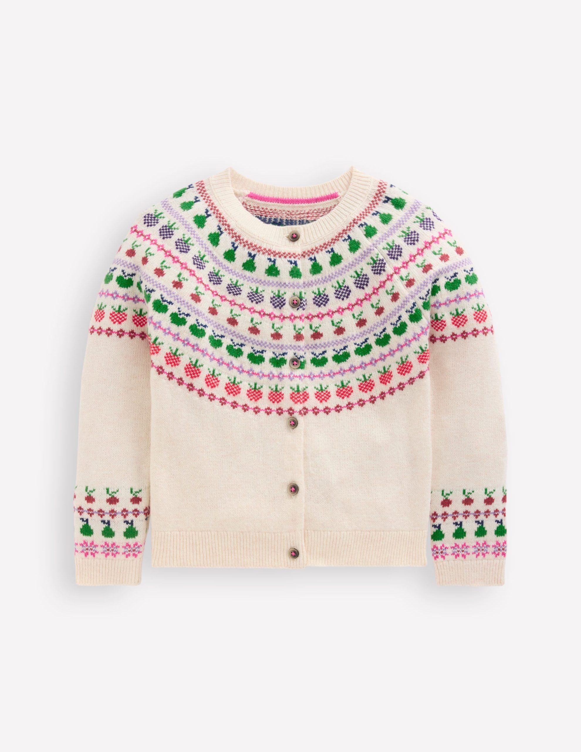 Edie Fair Isle Logo Cardigan-Ecru Marl Fruit - Image 2