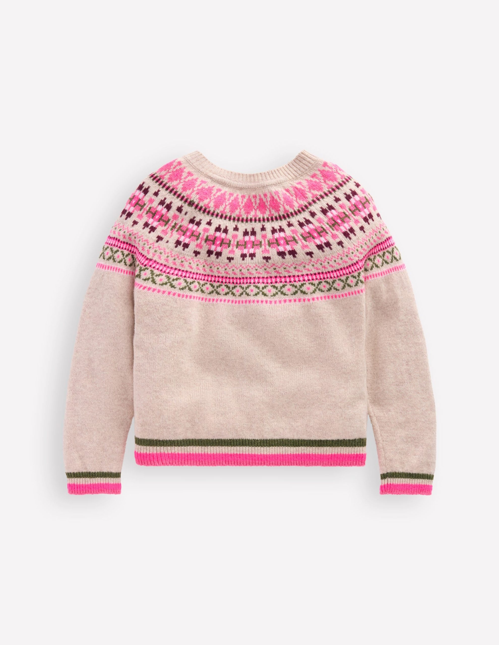 Edie Fair Isle Cardigan-Oatmeal Heritage Fair Isle - Image 3