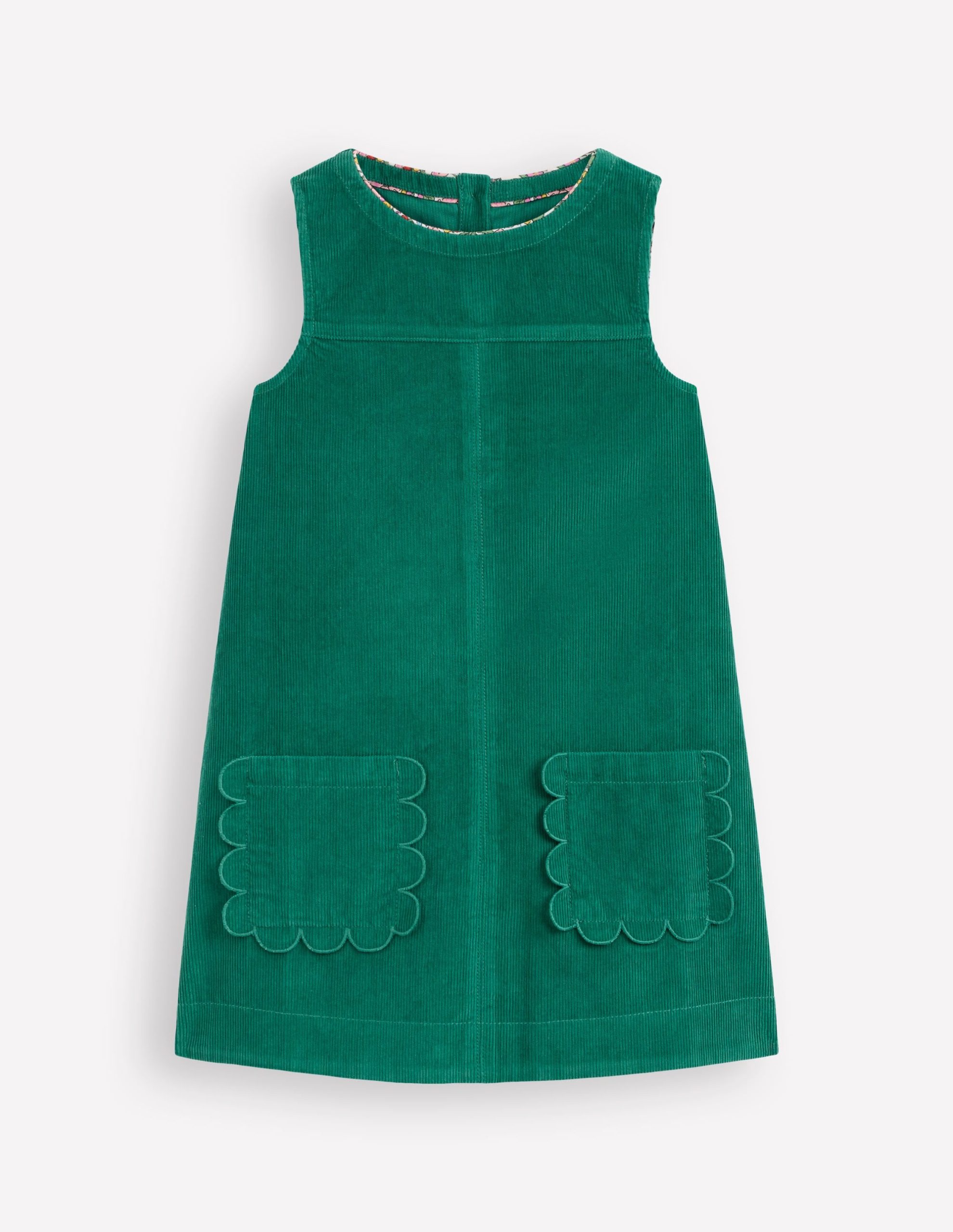 Saffy Cord Pinafore Dress-Jewel Green