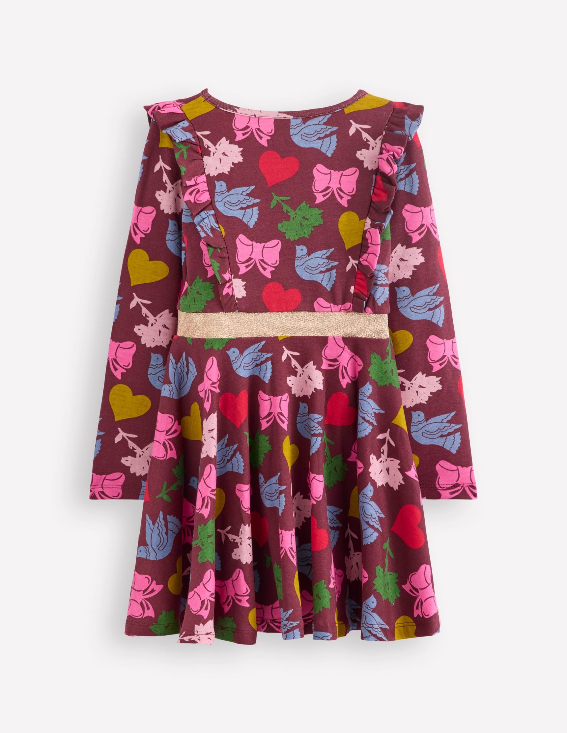 Cora Twirly Jersey Dress-Chestnut Festive Fun - Image 2