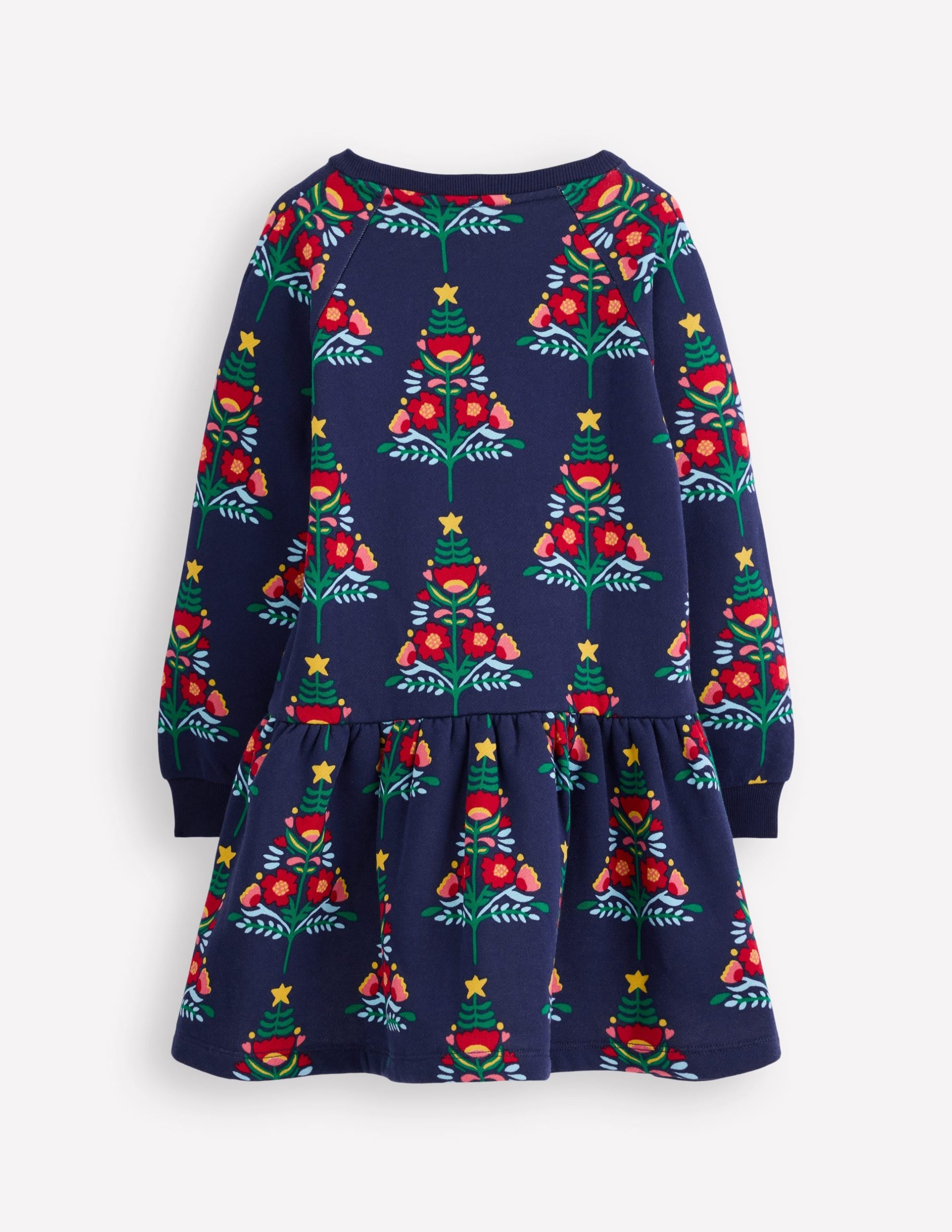 Cosy Sweatshirt Dress-College Navy Christmas Trees - Image 2