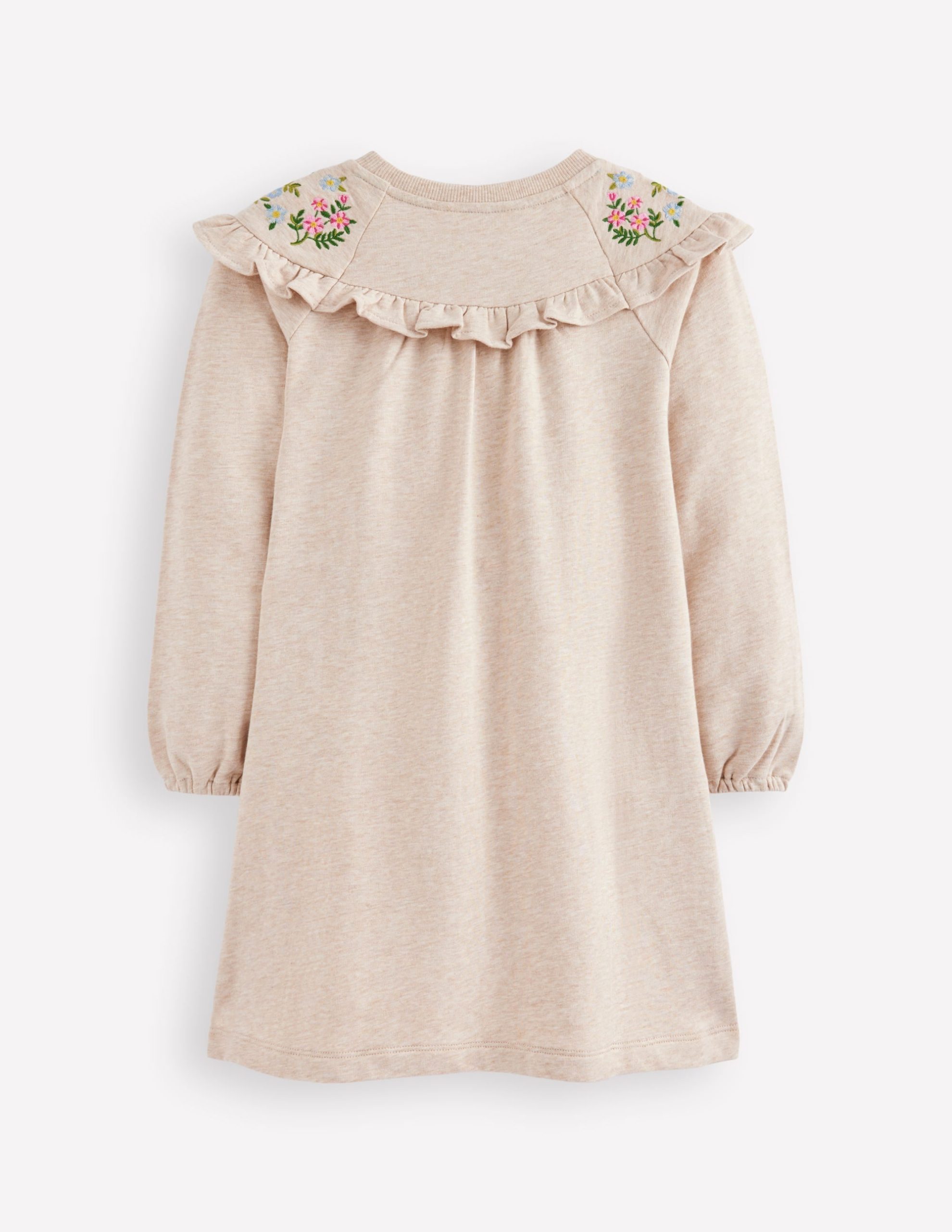 Embroidered Sweatshirt Dress-Oatmeal Marl - Image 2