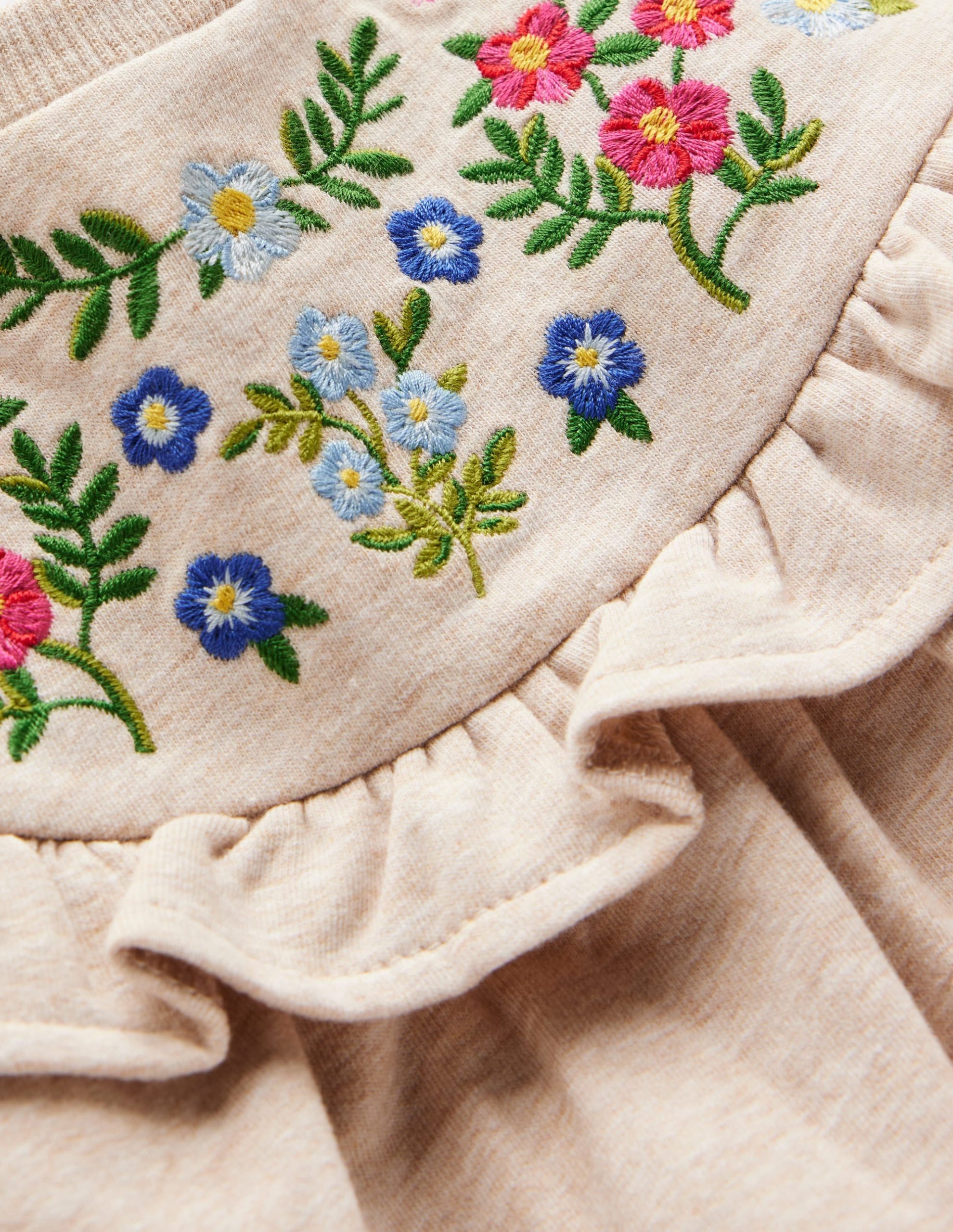Embroidered Sweatshirt Dress-Oatmeal Marl - Image 3