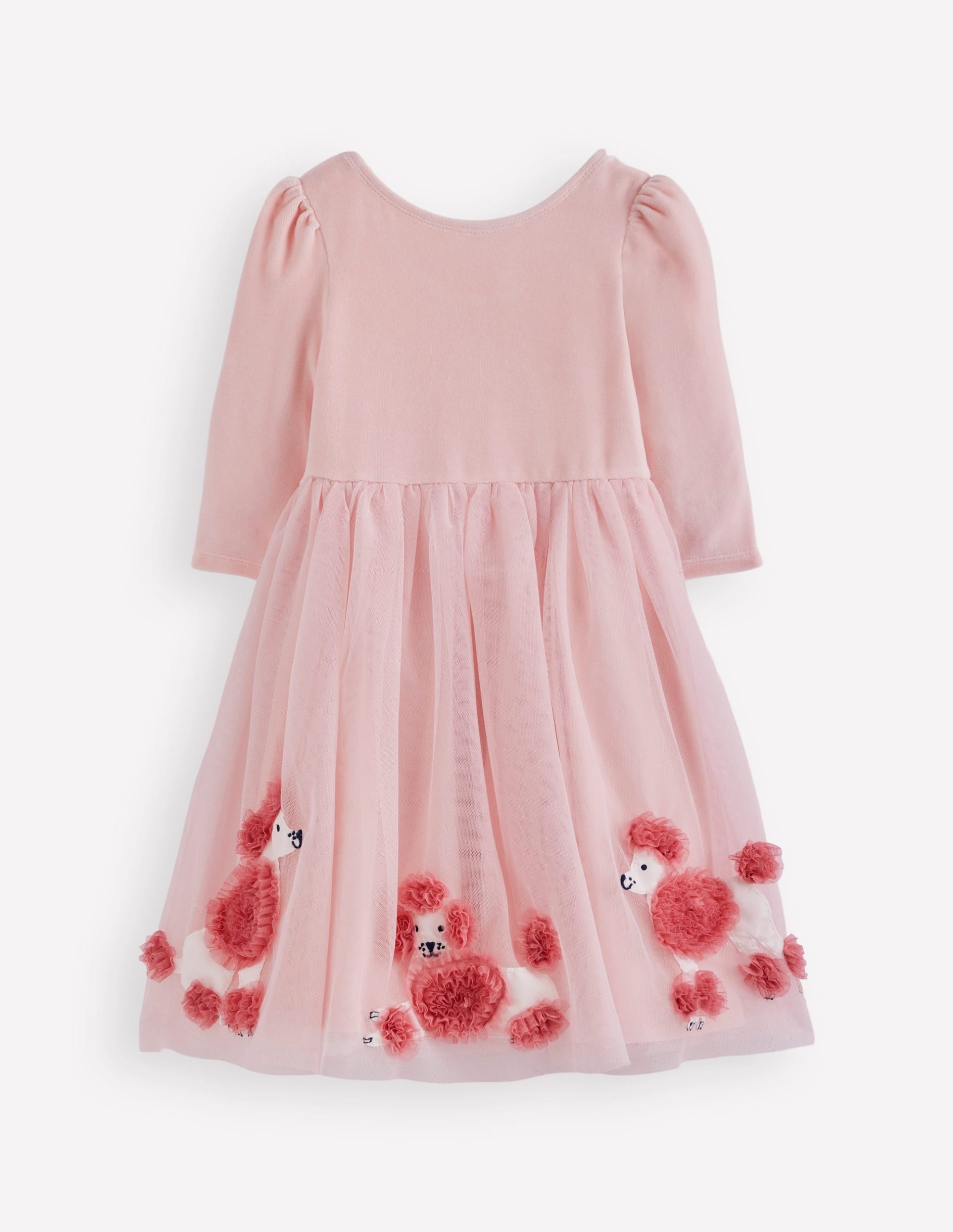 Velour Tulle Appliqu?? Dress-Chalk Pink Poodles - Image 2