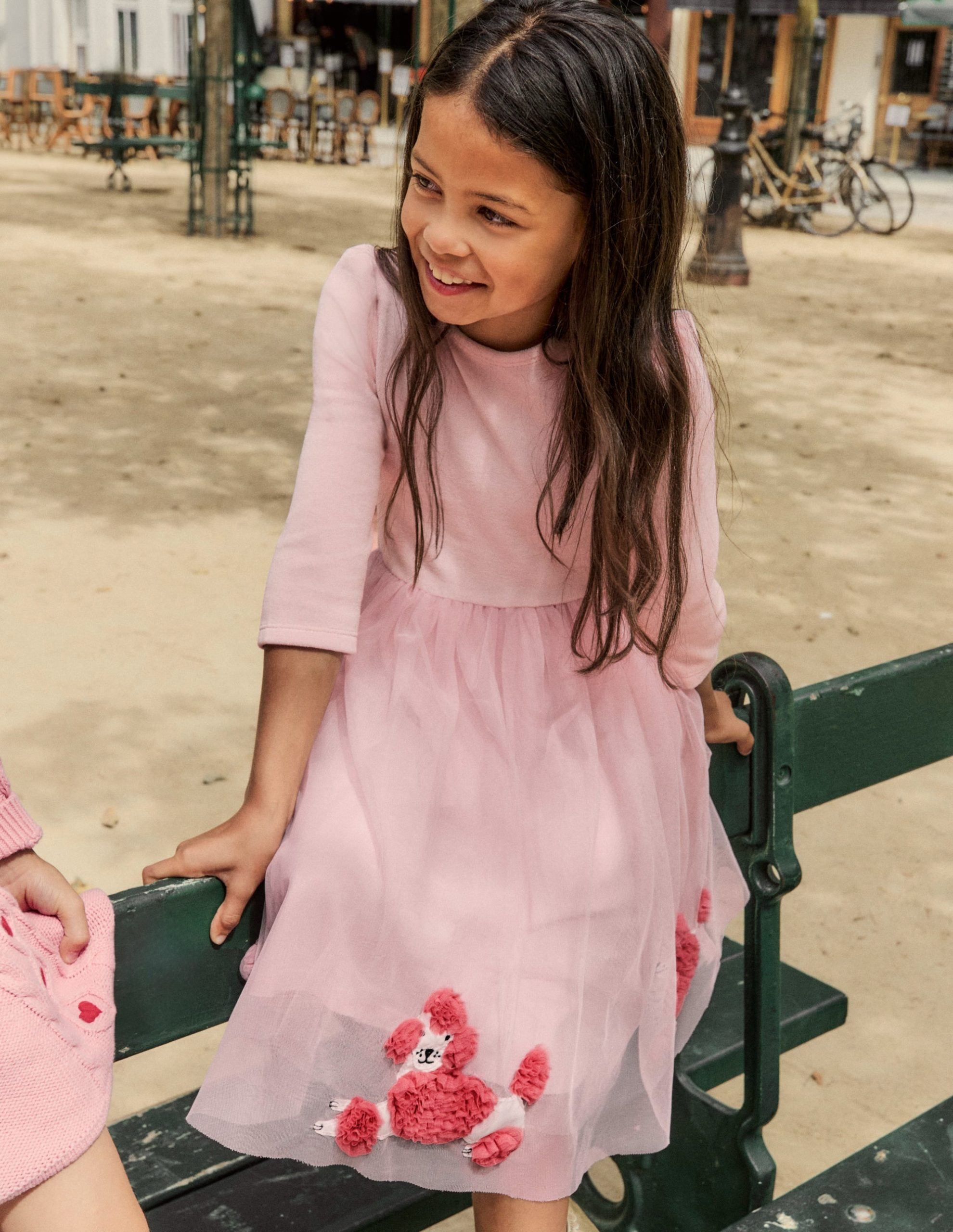 Velour Tulle Appliqu?? Dress-Chalk Pink Poodles