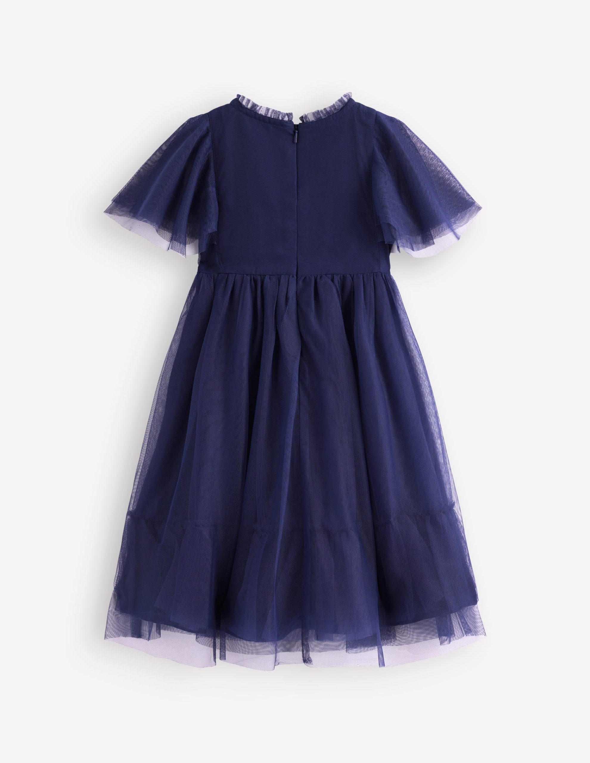 Embroidered Tulle Dress-College Navy - Image 3
