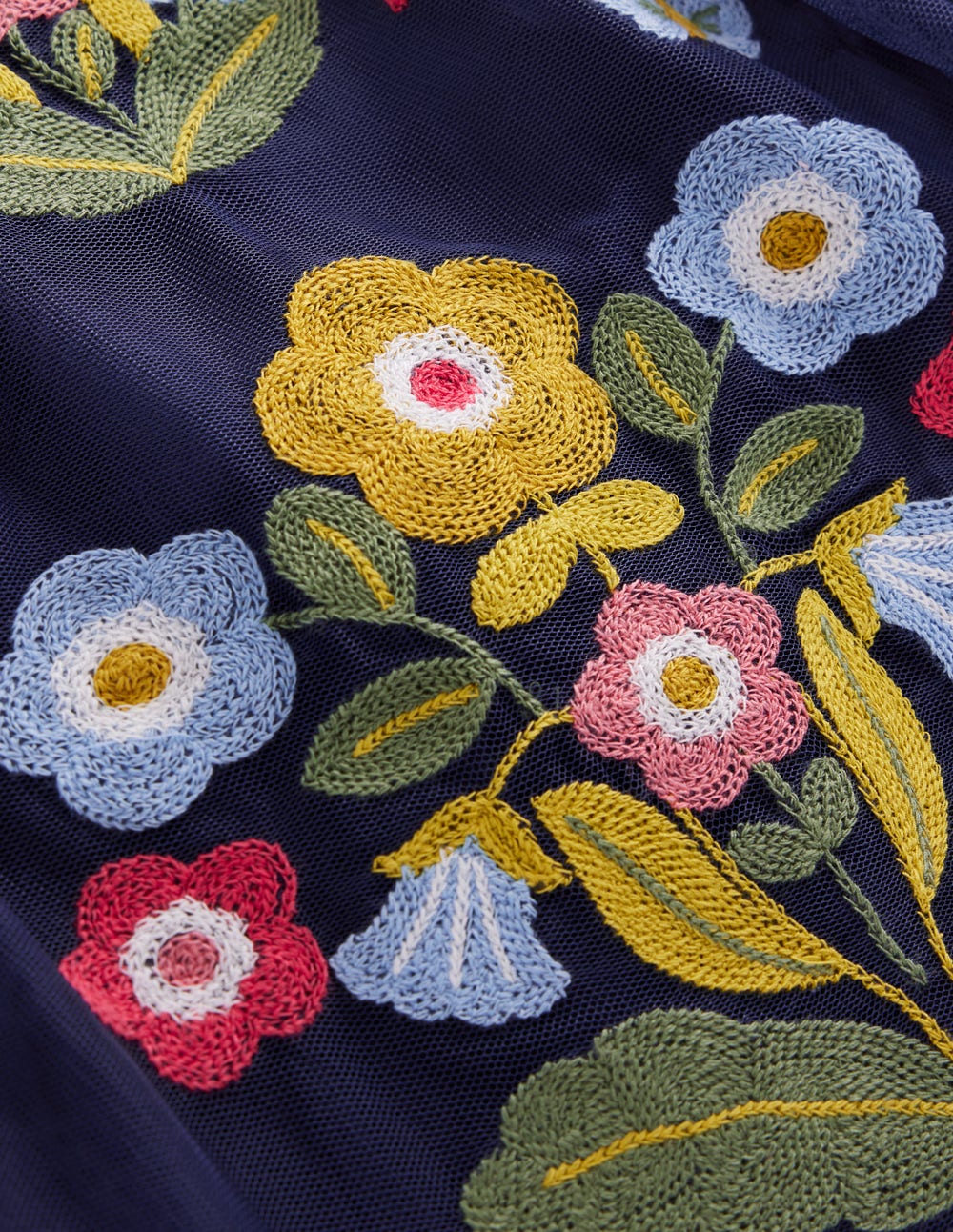 Embroidered Tulle Dress-College Navy - Image 4