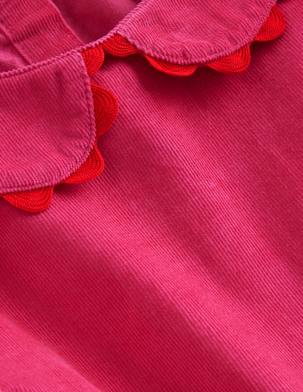 Cord Ric Rac Trim Dress-Raspberry Pink - Image 3