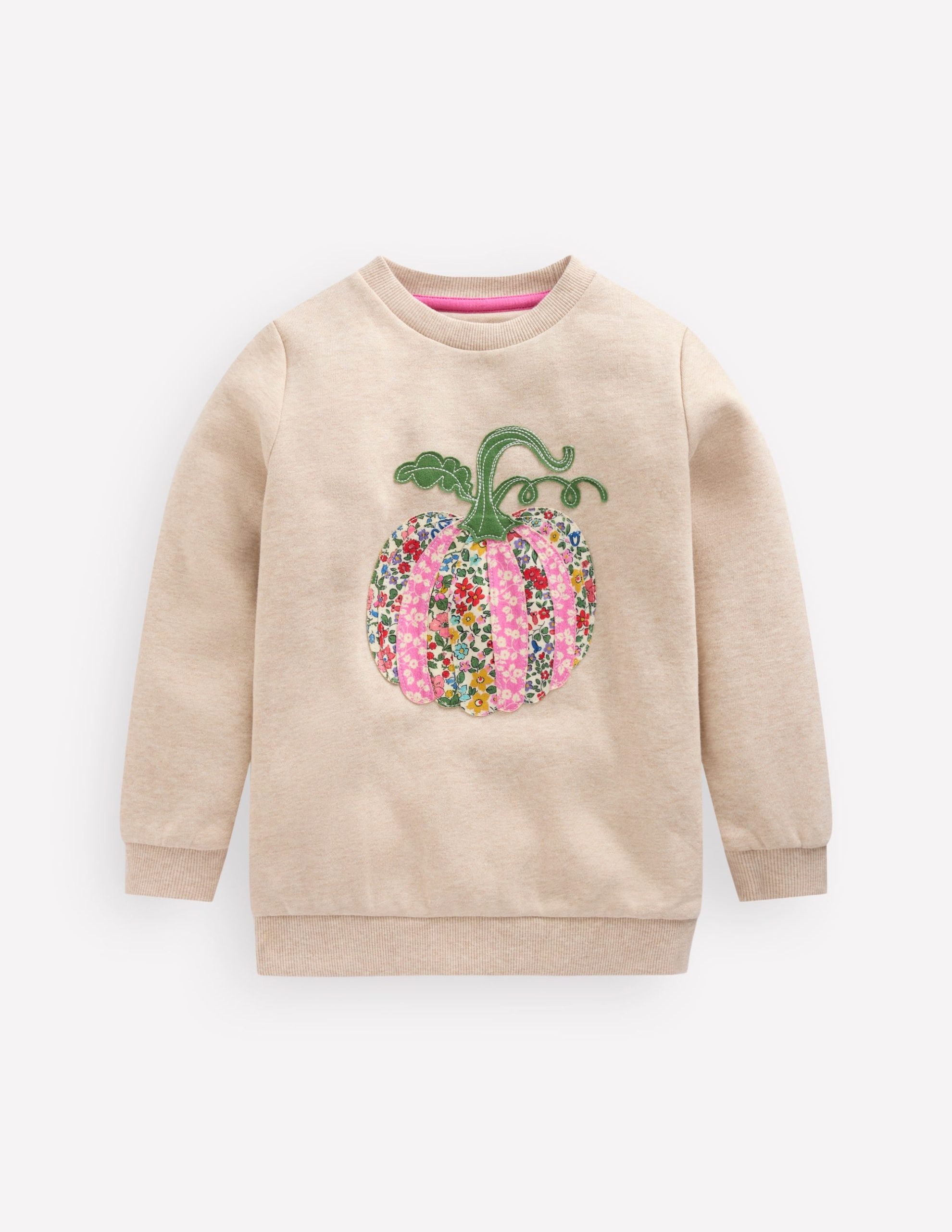 Applique Sweatshirt-Oatmeal Marl Pumpkin