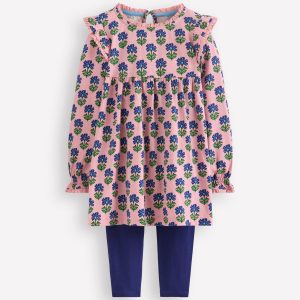 Printed Tunic Set-Vintage Pink Flower Stamp