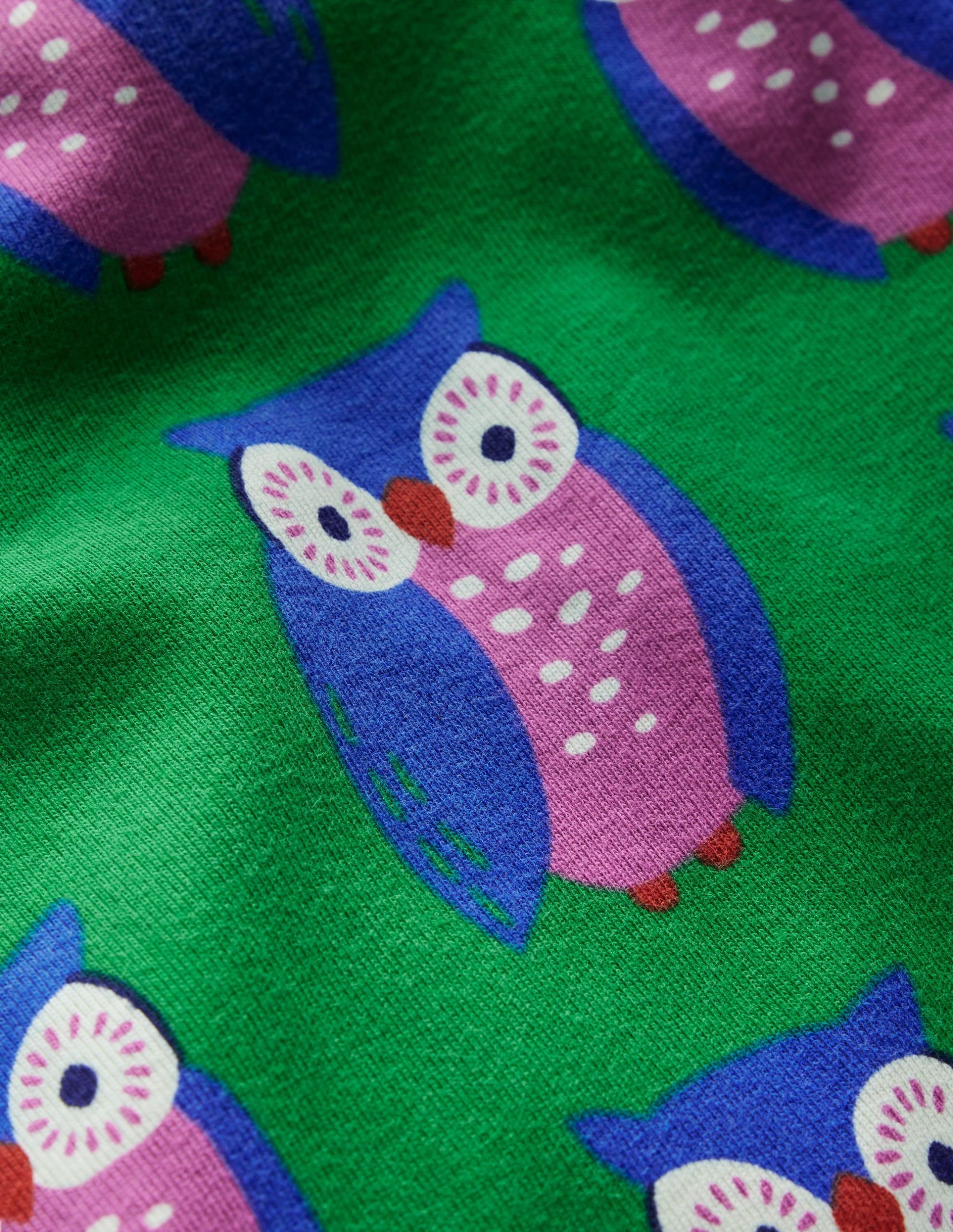 Snug Glow-In-The-Dark Pyjamas-Green Tambourine Geo Owls - Image 3