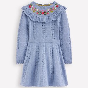 Pointelle Knitted Dress-Glacier Lake Marl