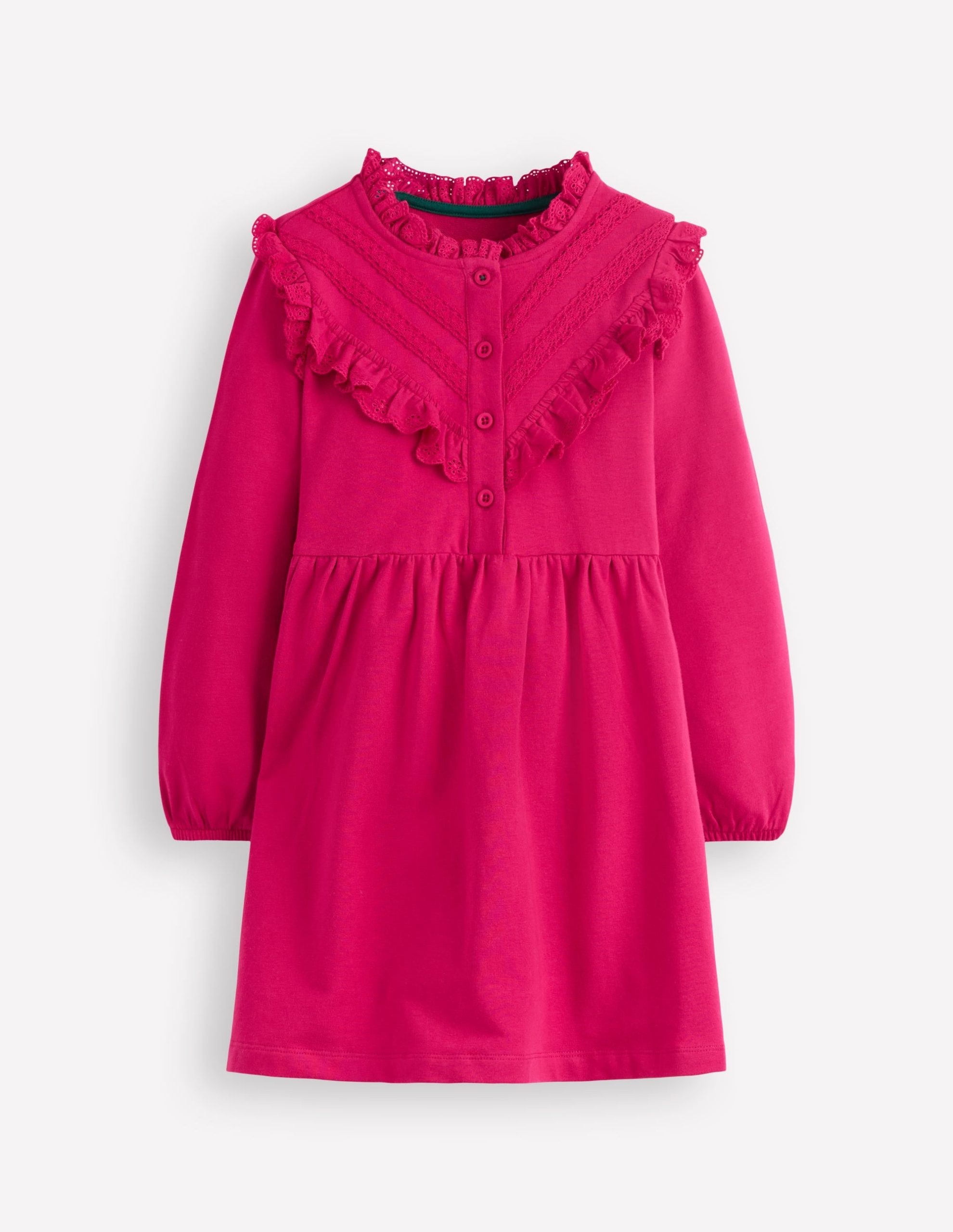Lace Trim Sweatshirt Dress-Cherry Jam
