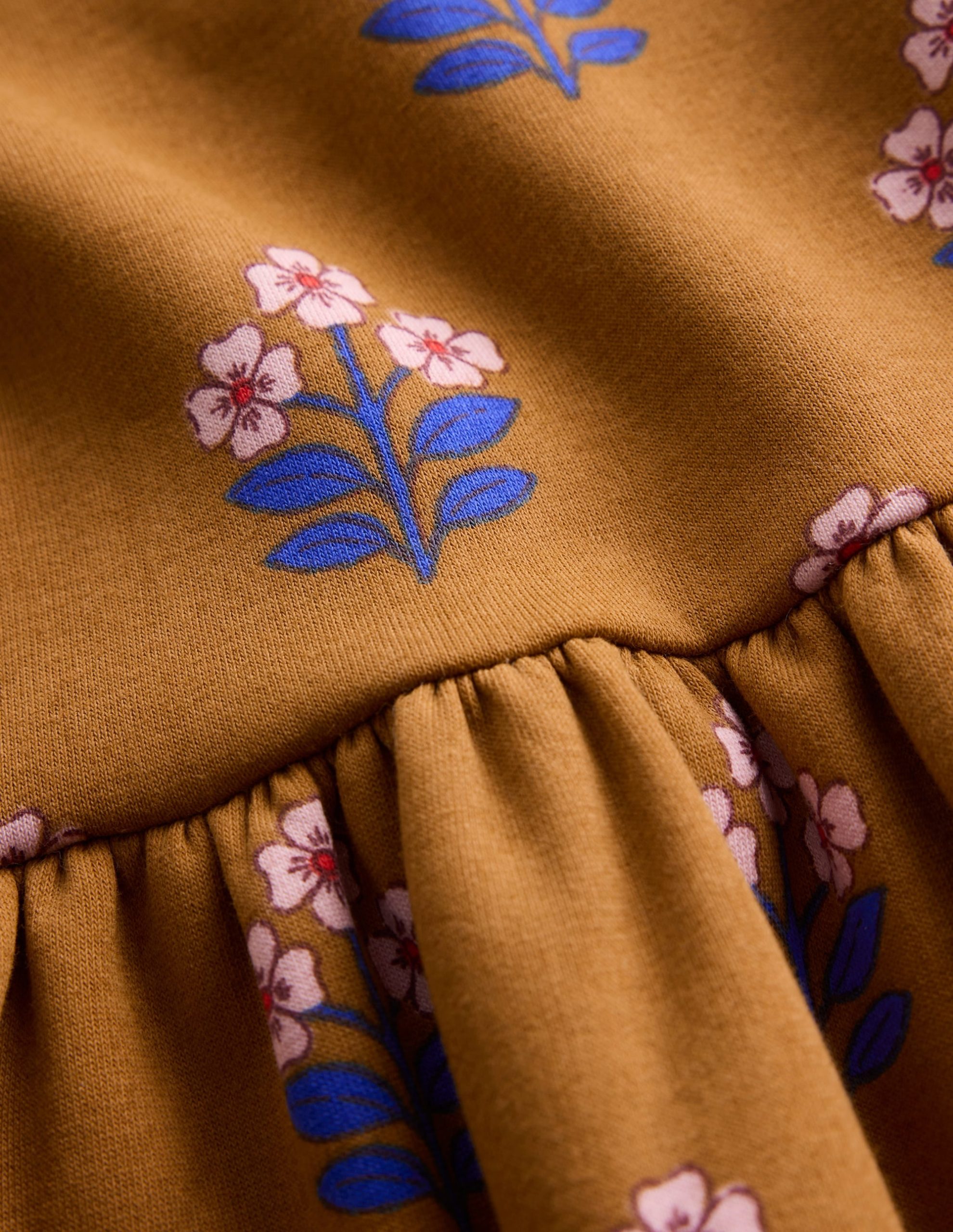 Broderie Sweatshirt Dress-Toffee Brown Flower Stamp - Image 4