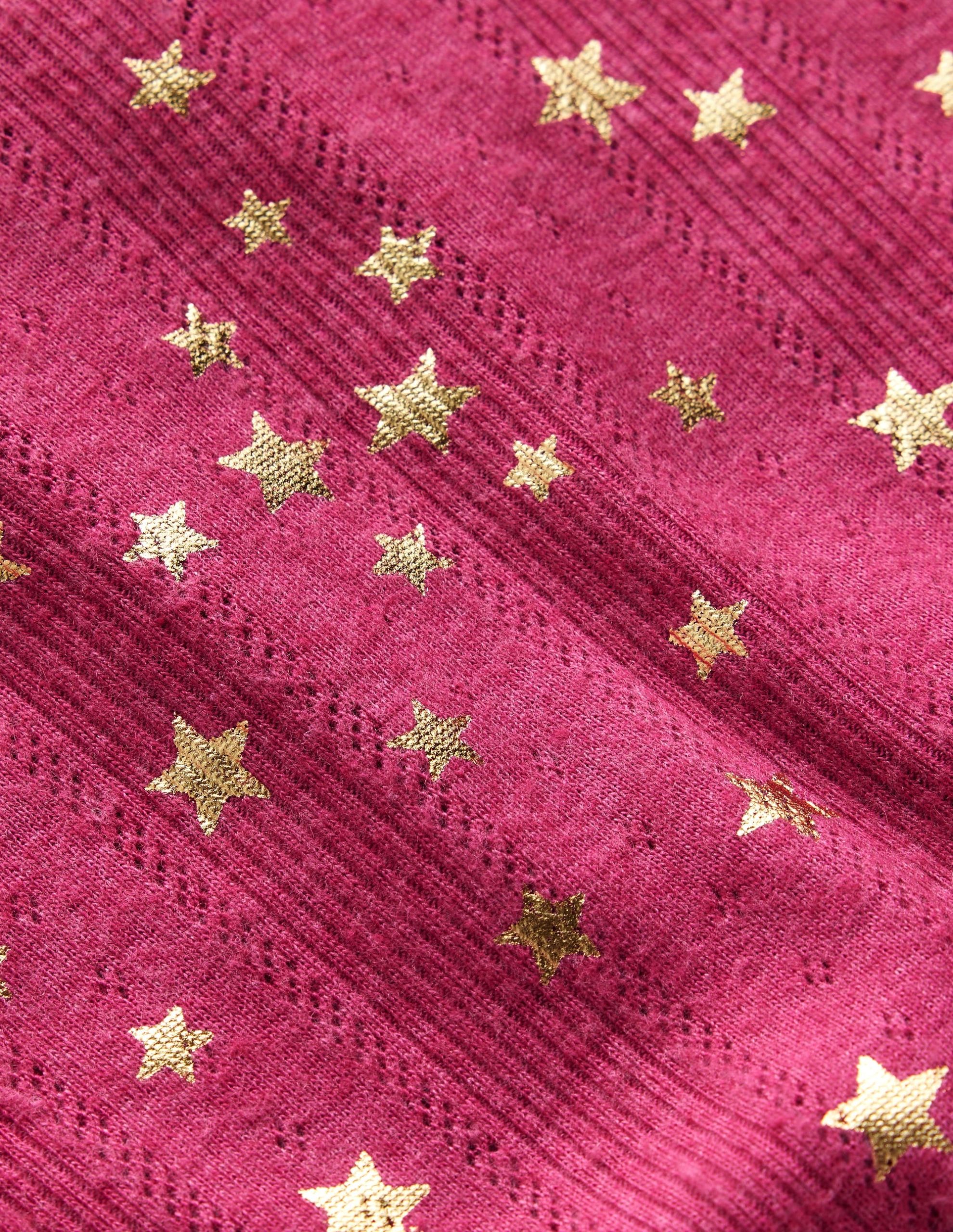 Frill Sleeve Pointelle Top-Cherry Jam - Image 3