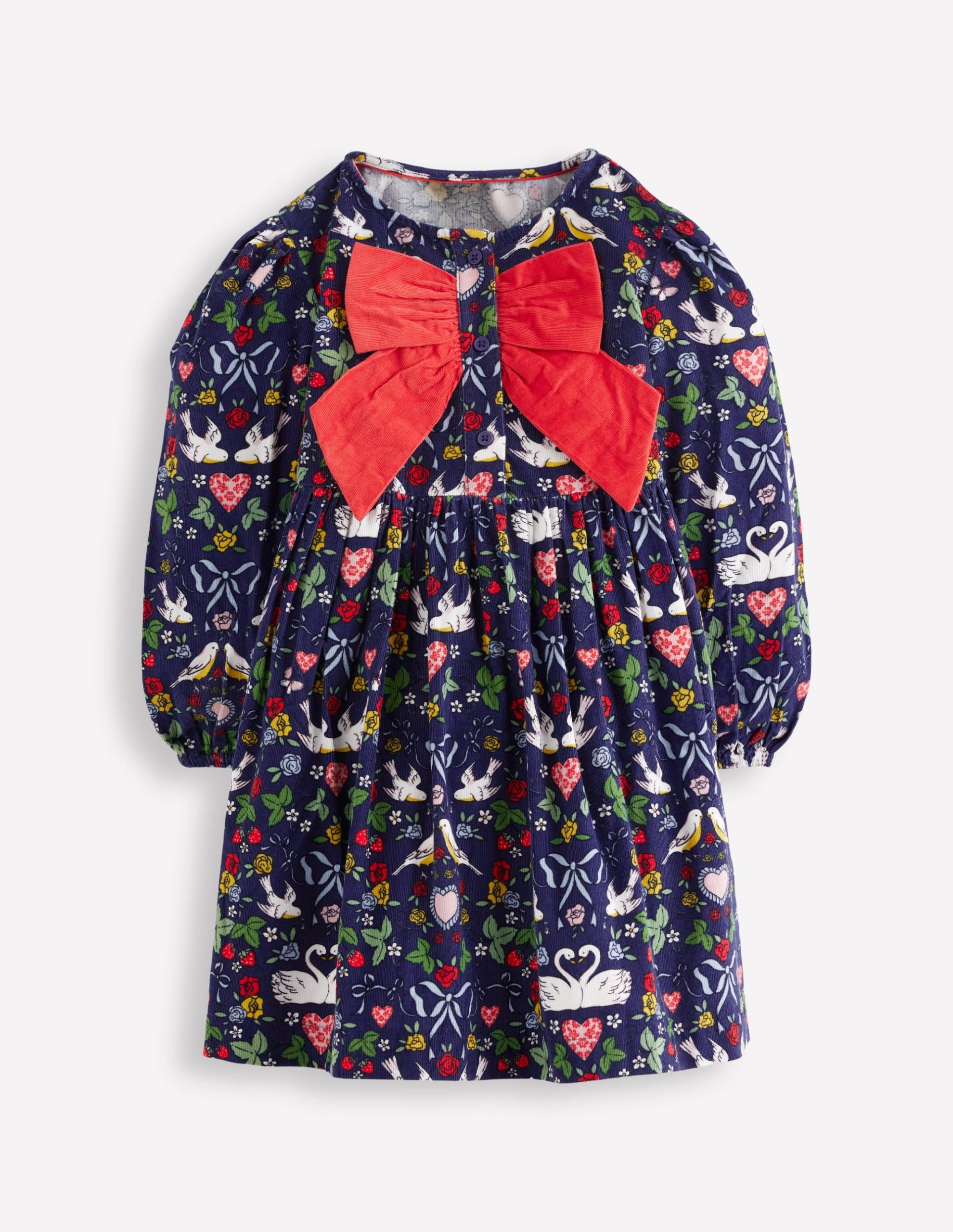 Bow Button Through Dress-Starboard Blue Love Birds - Image 2