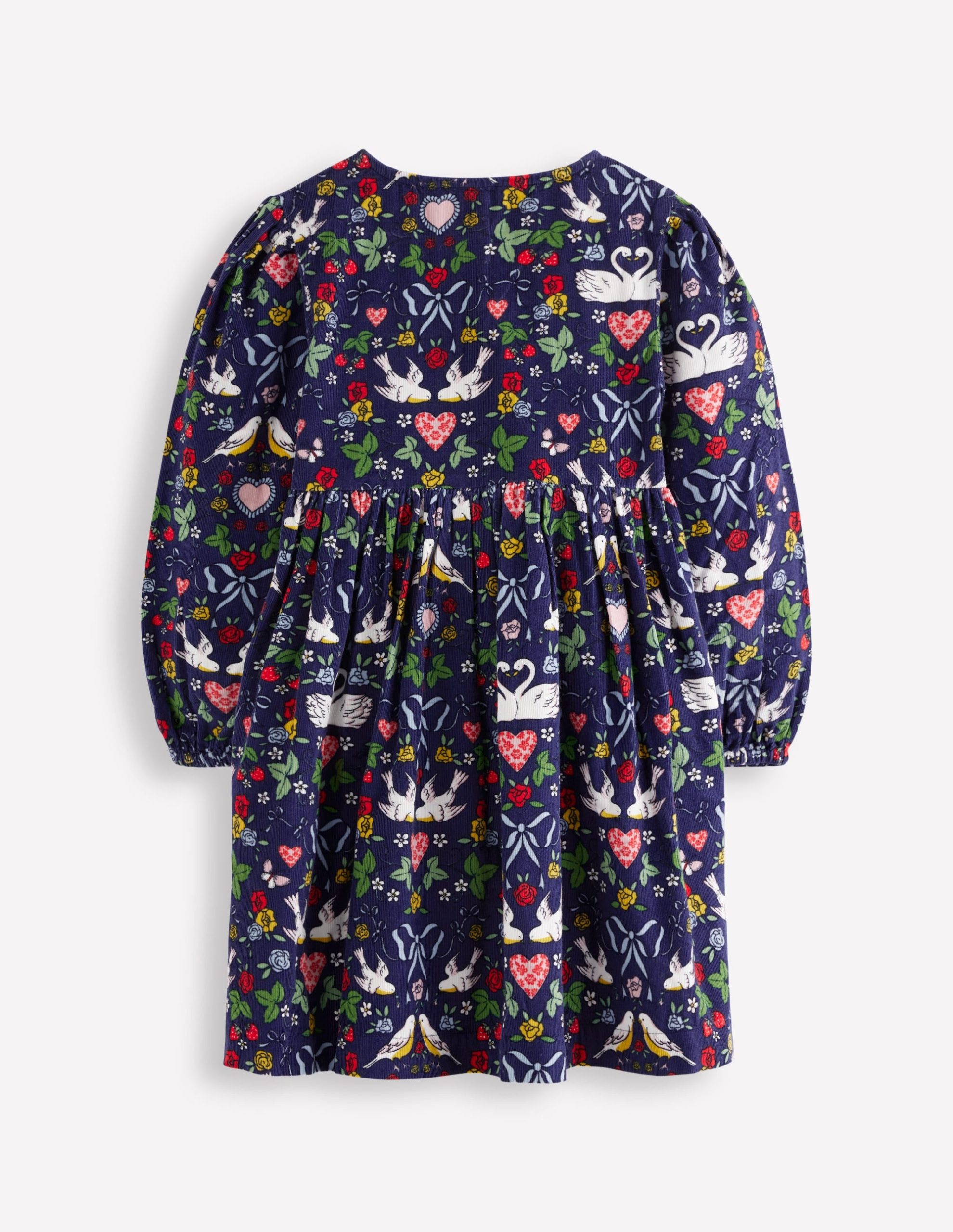 Bow Button Through Dress-Starboard Blue Love Birds - Image 3