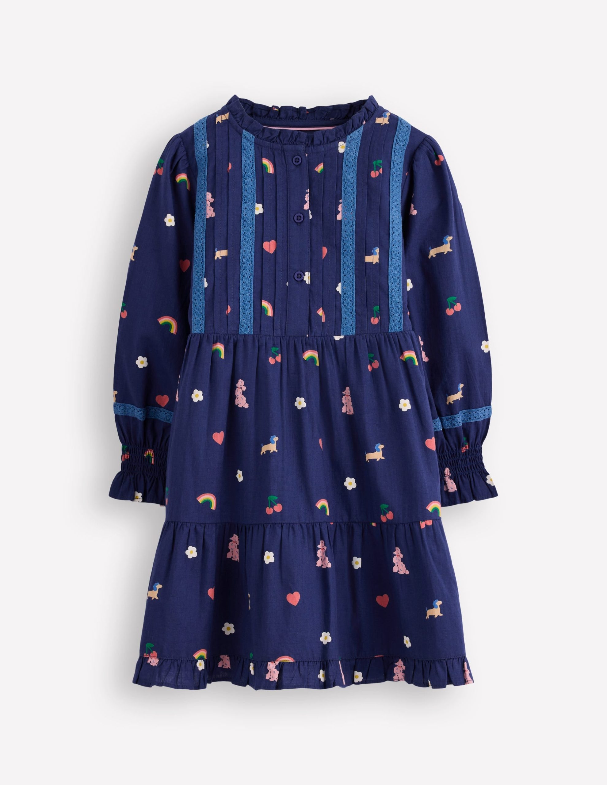 Lace Detail Woven Dress-Starboard Blue Parisian - Image 2