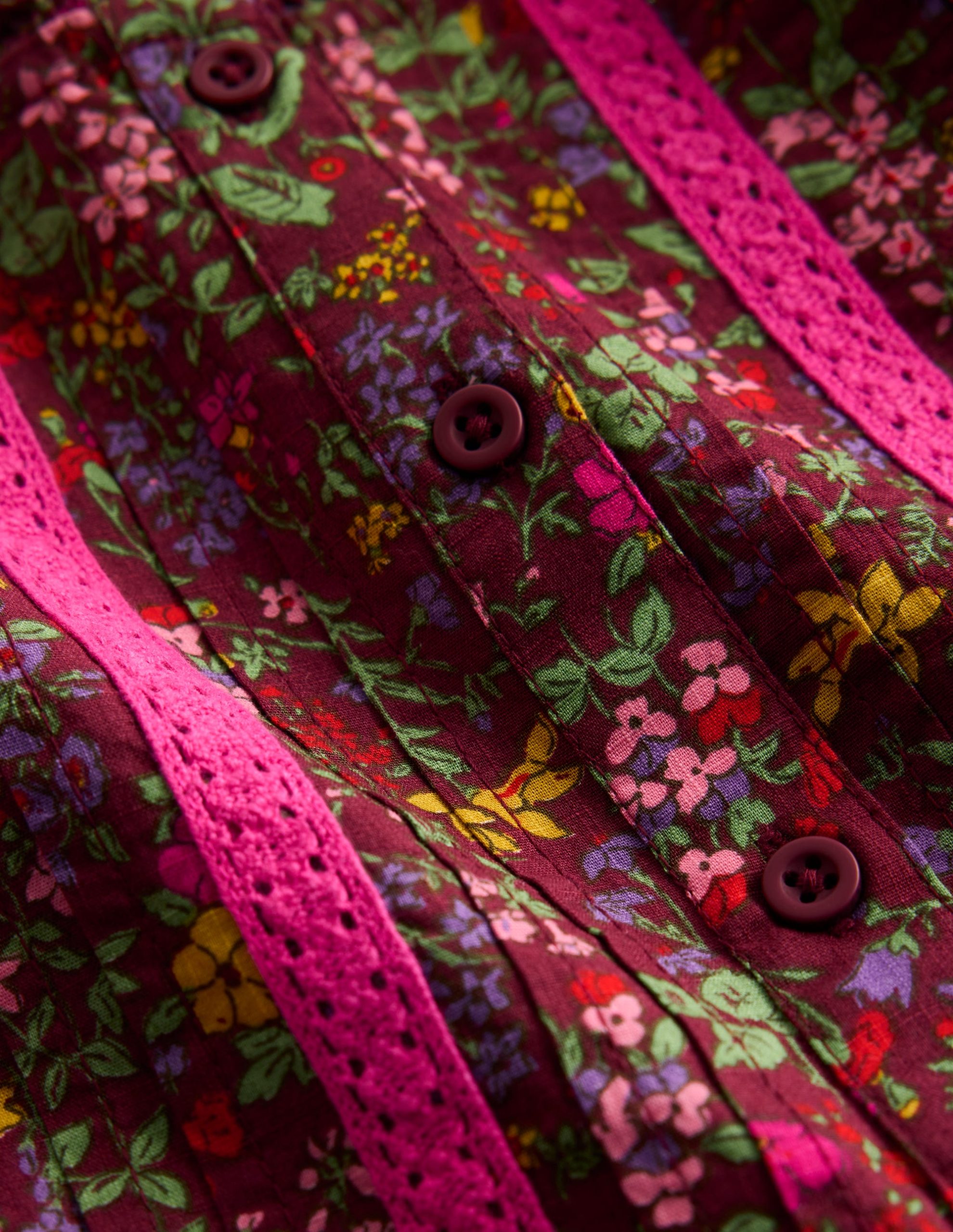 Lace Detail Woven Dress-Chestnut Flower Meadow - Image 4