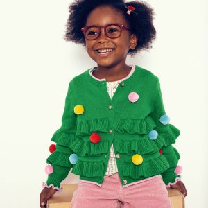 Festive Logo Cardigan-Rich Emerald Christmas Tree