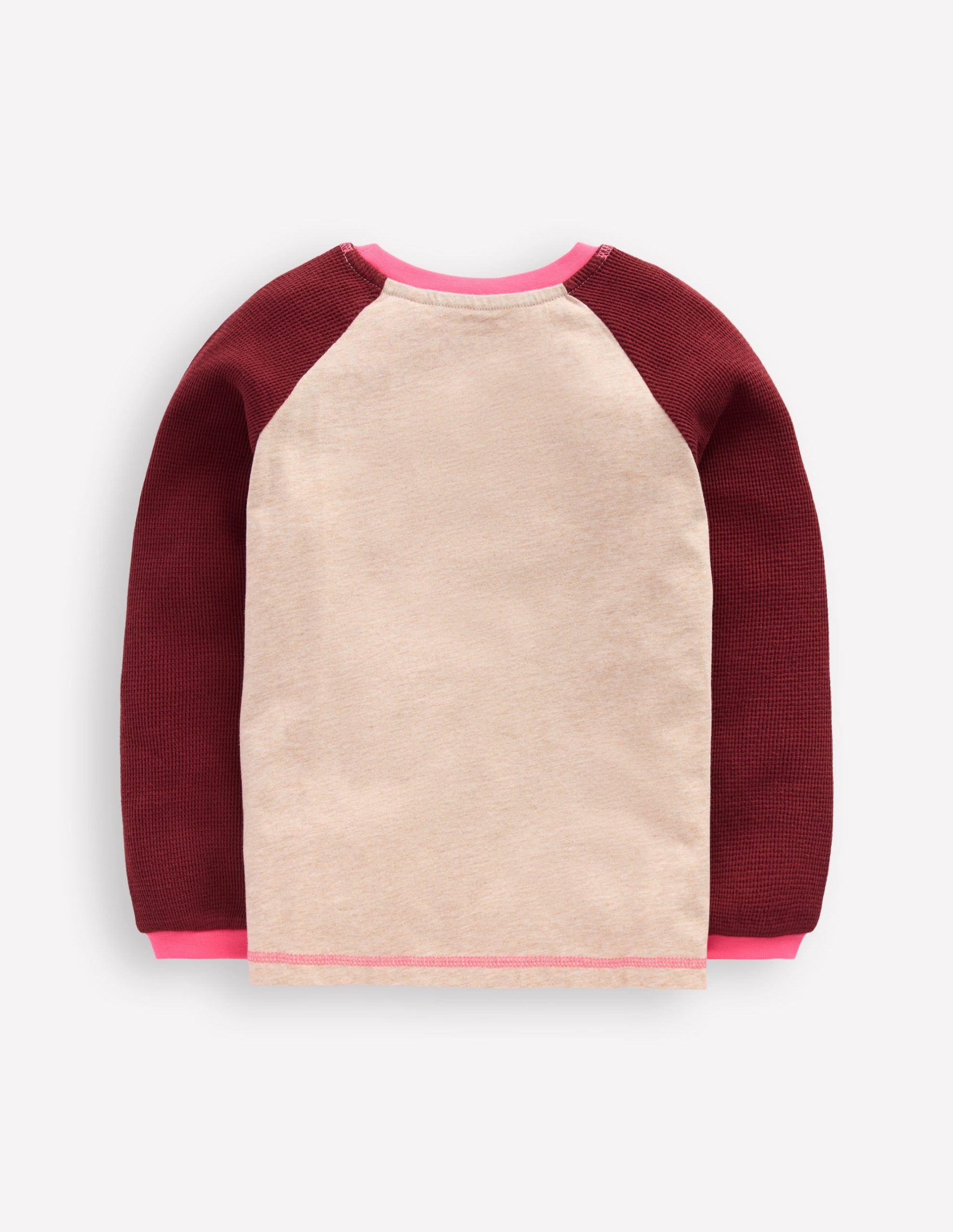 Raglan Waffle Mix Top-Oatmeal Marl/Chestnut - Image 2