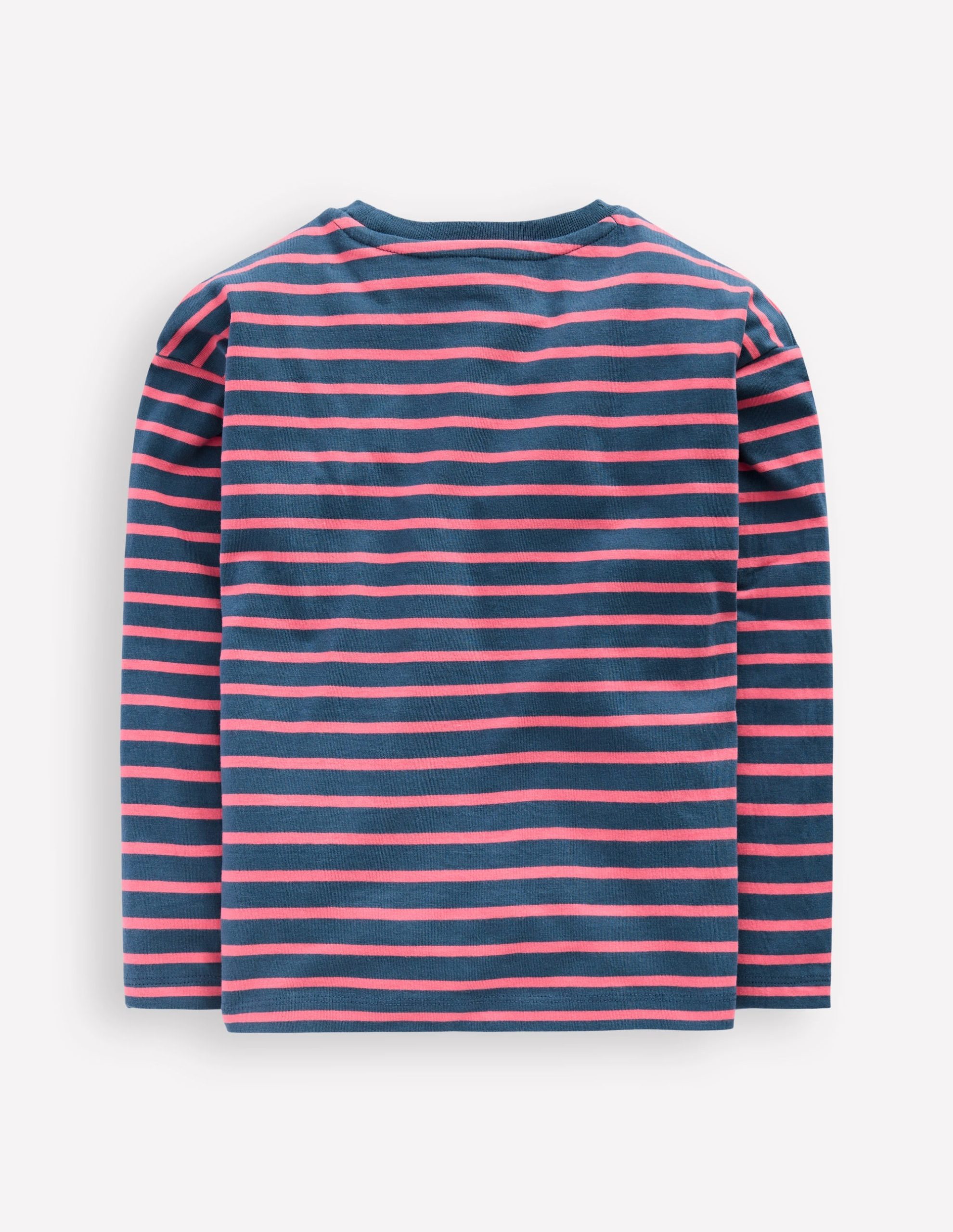 Long Sleeve Relaxed Breton-North Sea Blue/Salmon Pink - Image 2