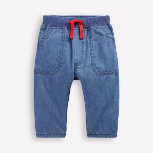 Cosy Lined Pants-Blue Chambray