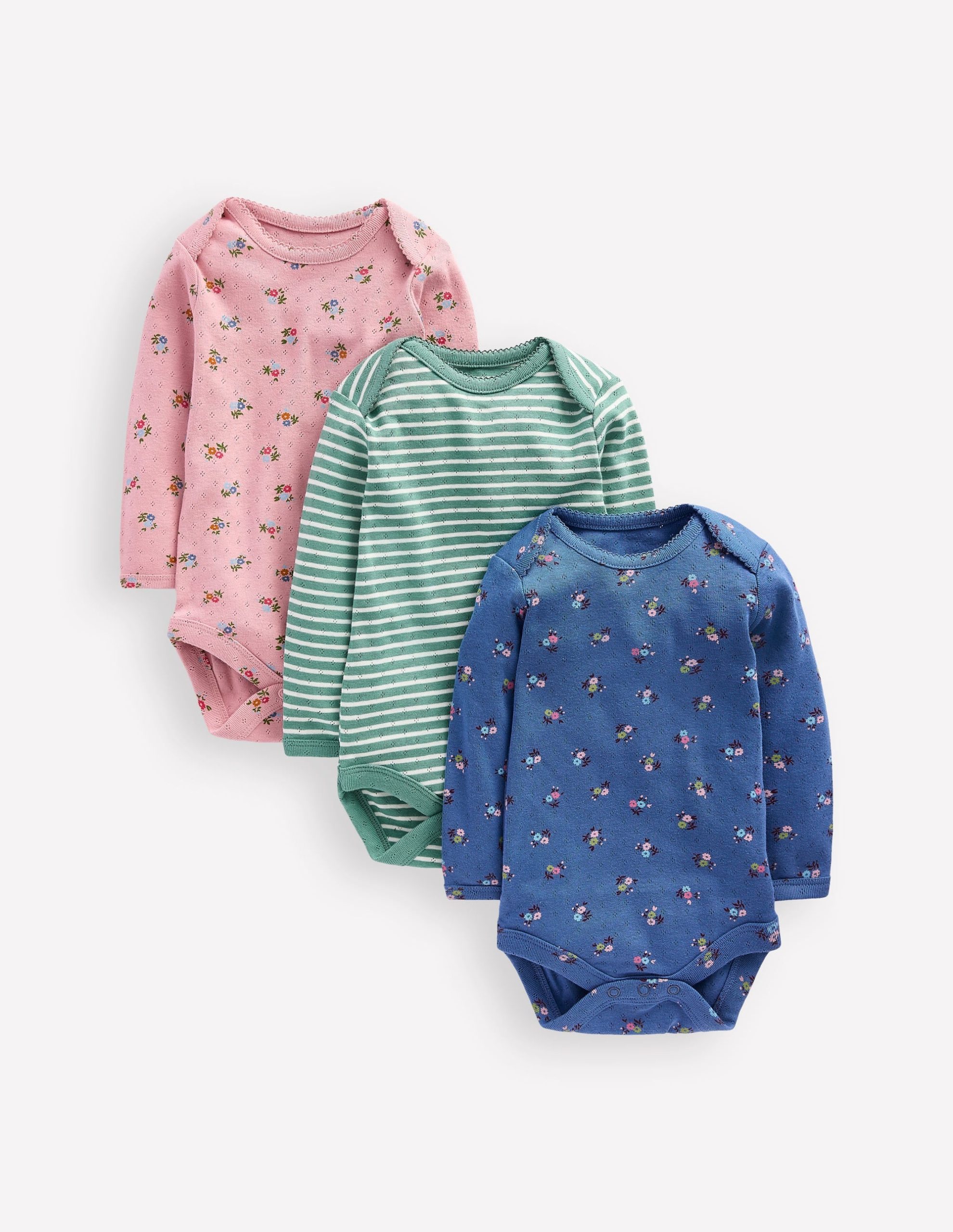 3 Pack Pointelle Bodies-Pink/Blue Ditsy Floral