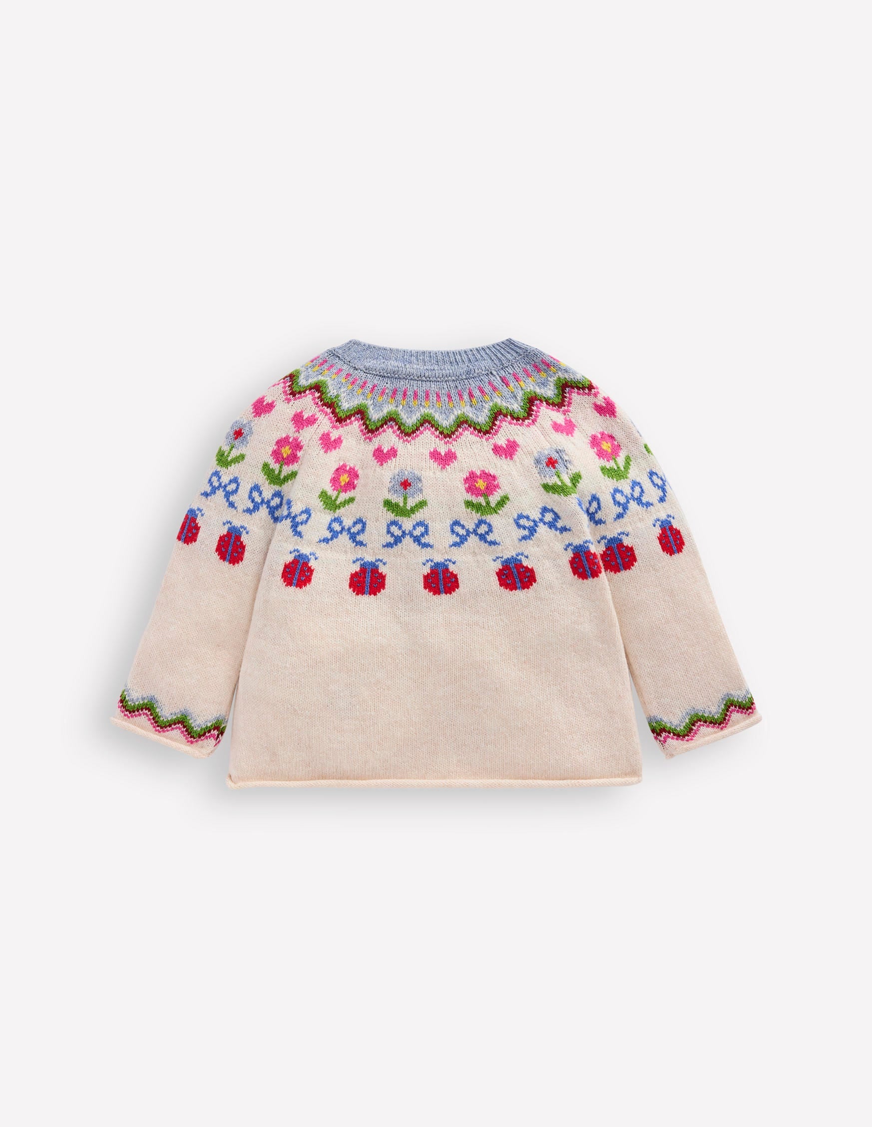 Edie Fair Isle Cardigan-Ecru Marl Flowers - Image 2