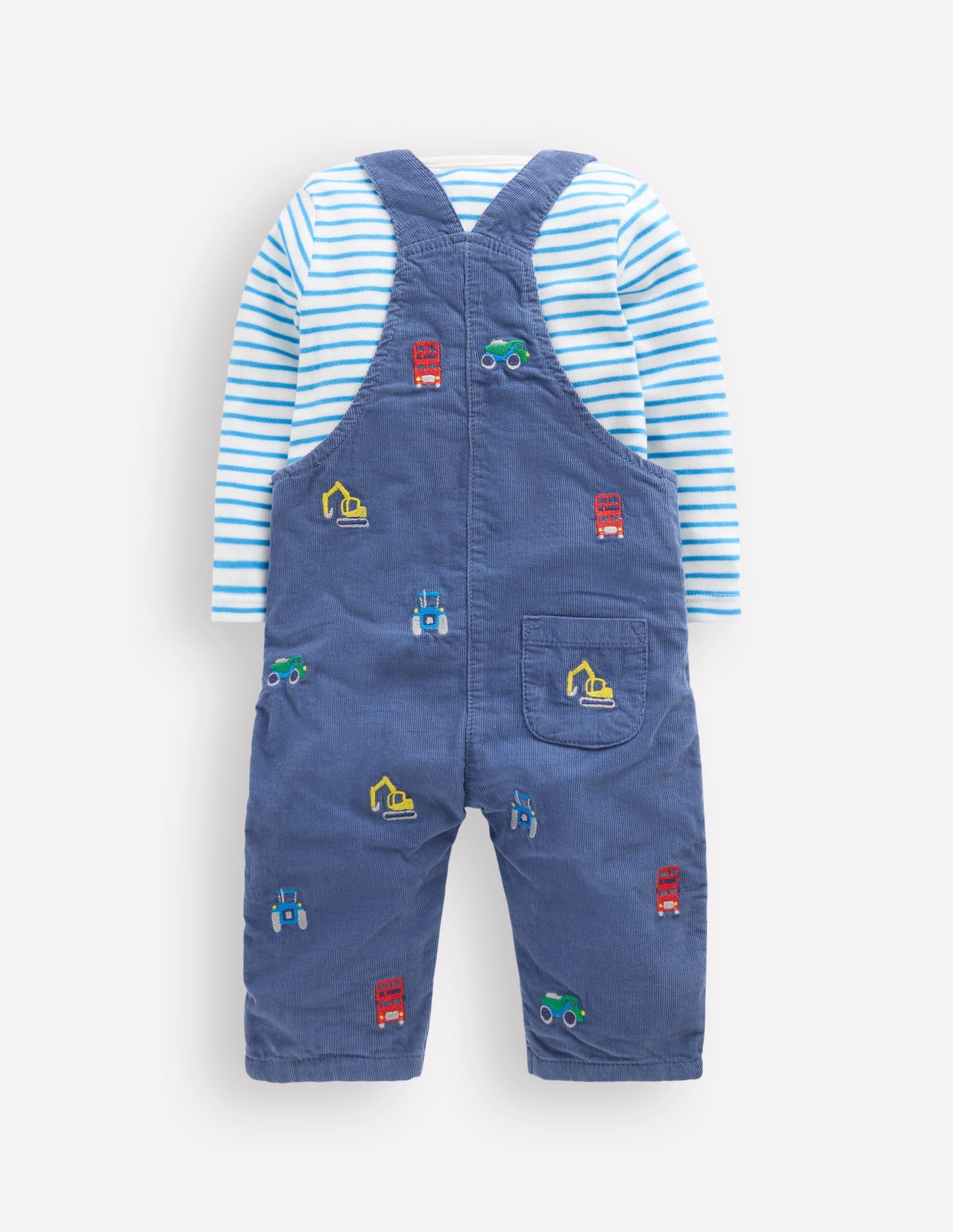 Novelty Cord Dungaree Set-Blue Transport - Image 2