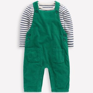 Novelty Cord Dungaree Set-Jewel Green