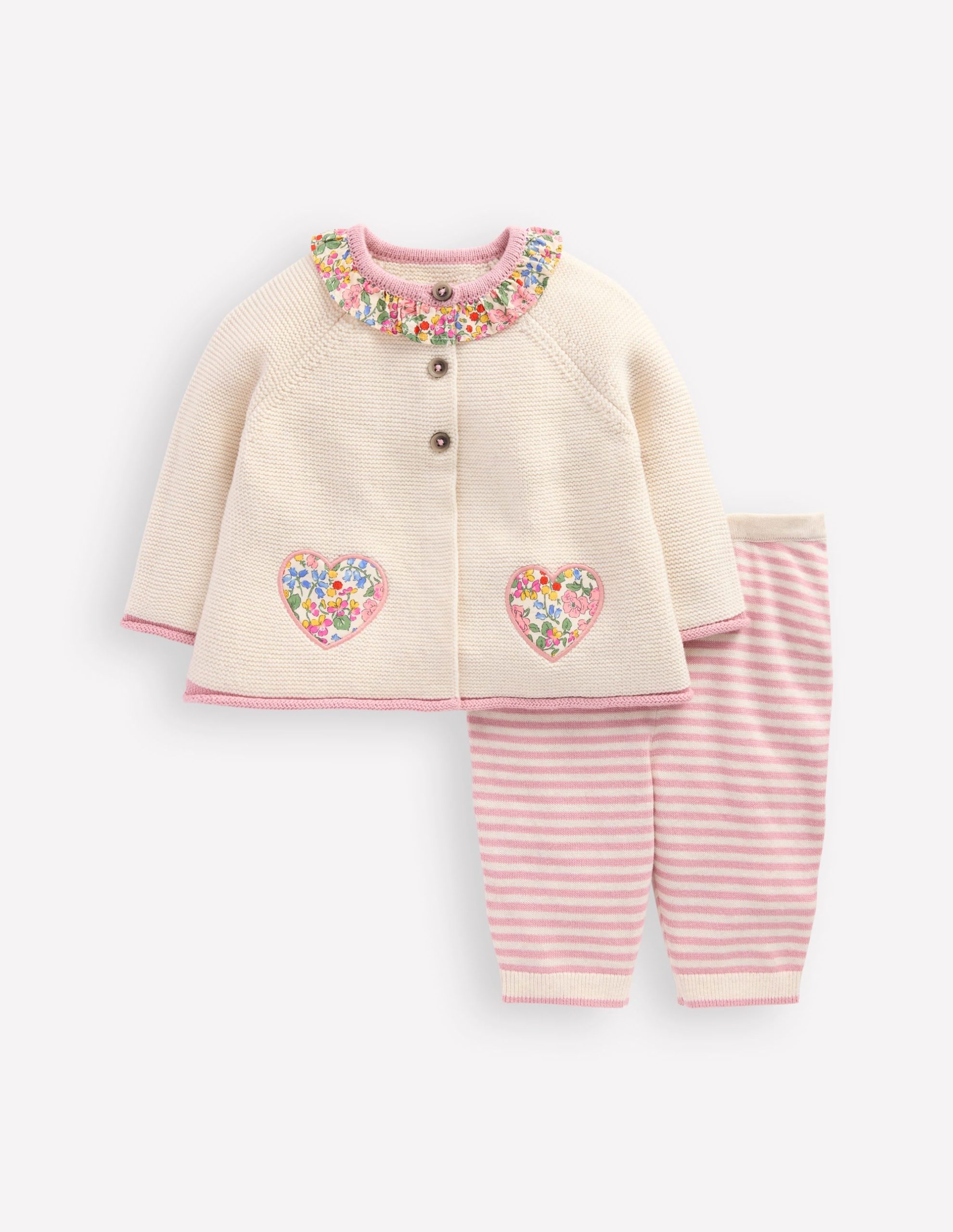 Pretty Knitted Play Set-Ecru Marl Hearts - Image 2