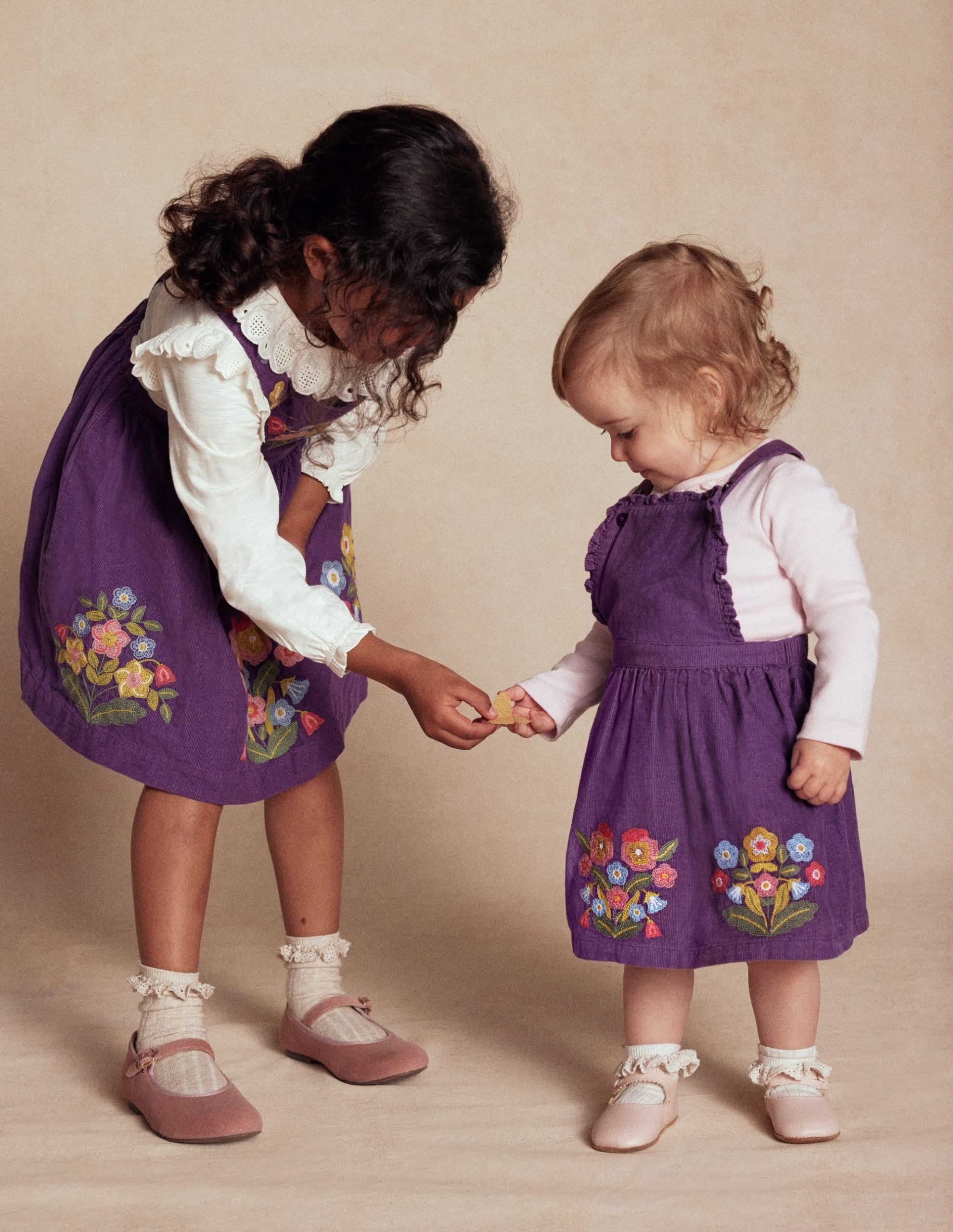 Embroidered Woven Pinnie Set-Mystic Purple