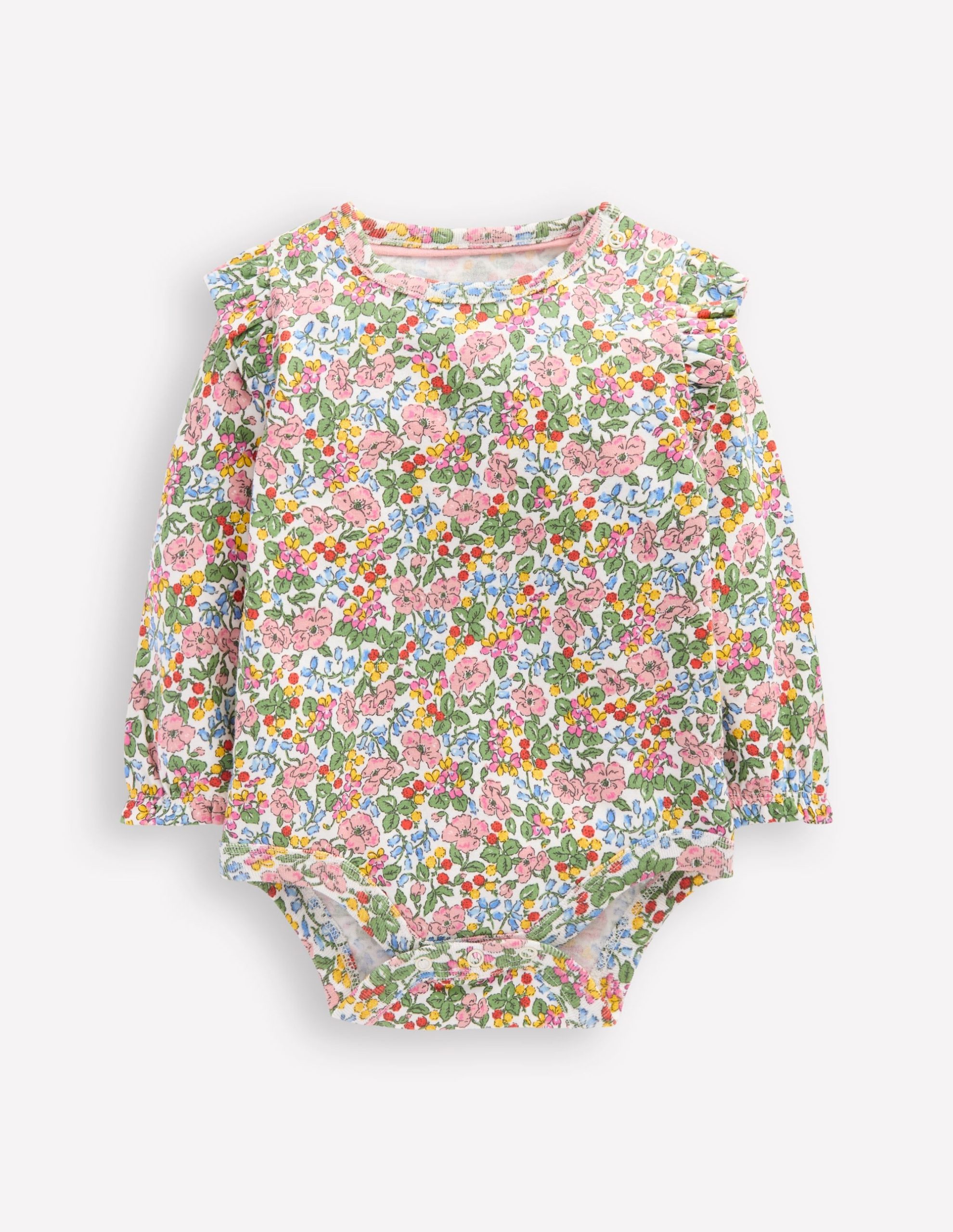 Frill Shoulder Body-Soft Ivory Berry Floral