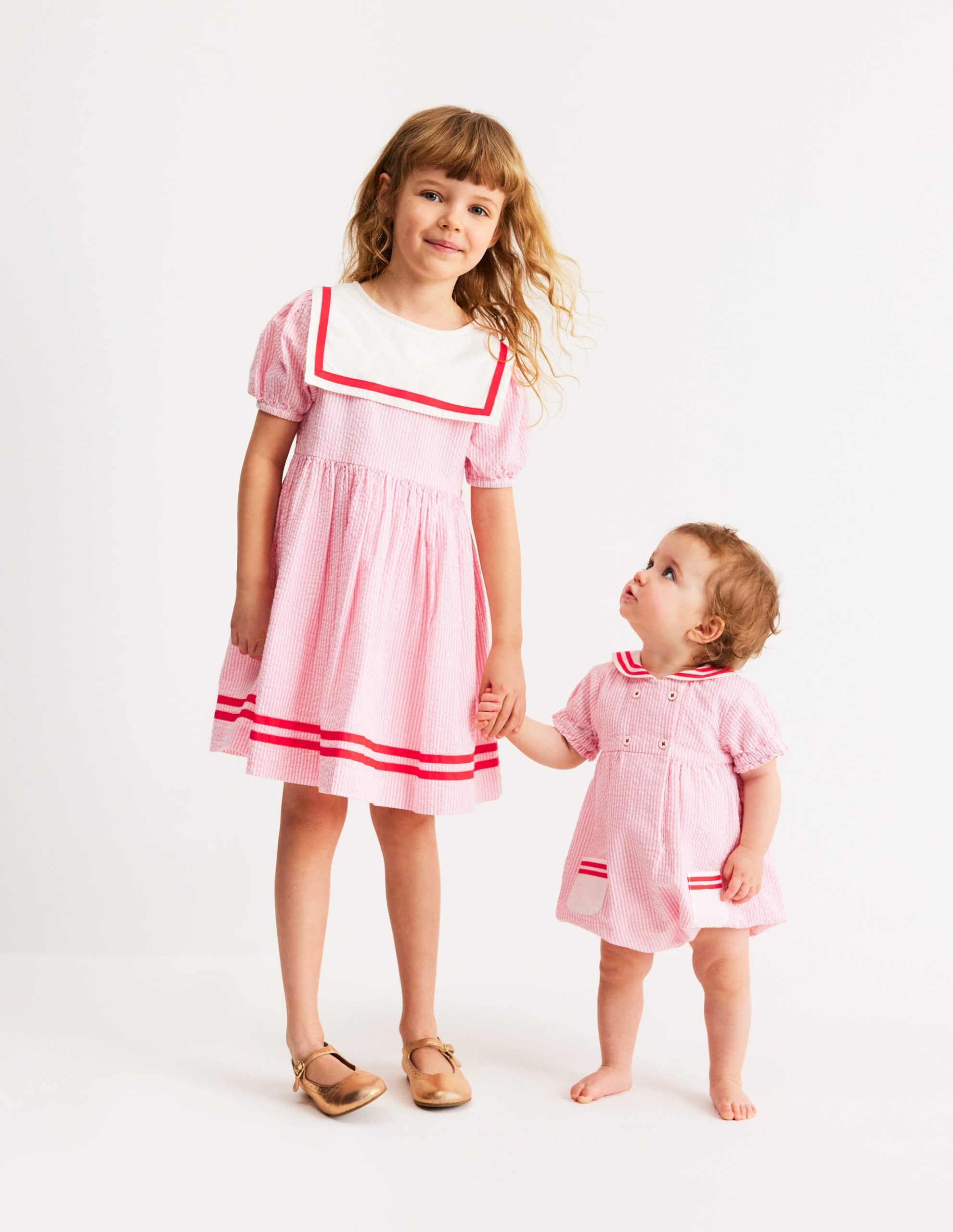 Heritage Nautical Romper-Pink Ticking Stripe - Image 2